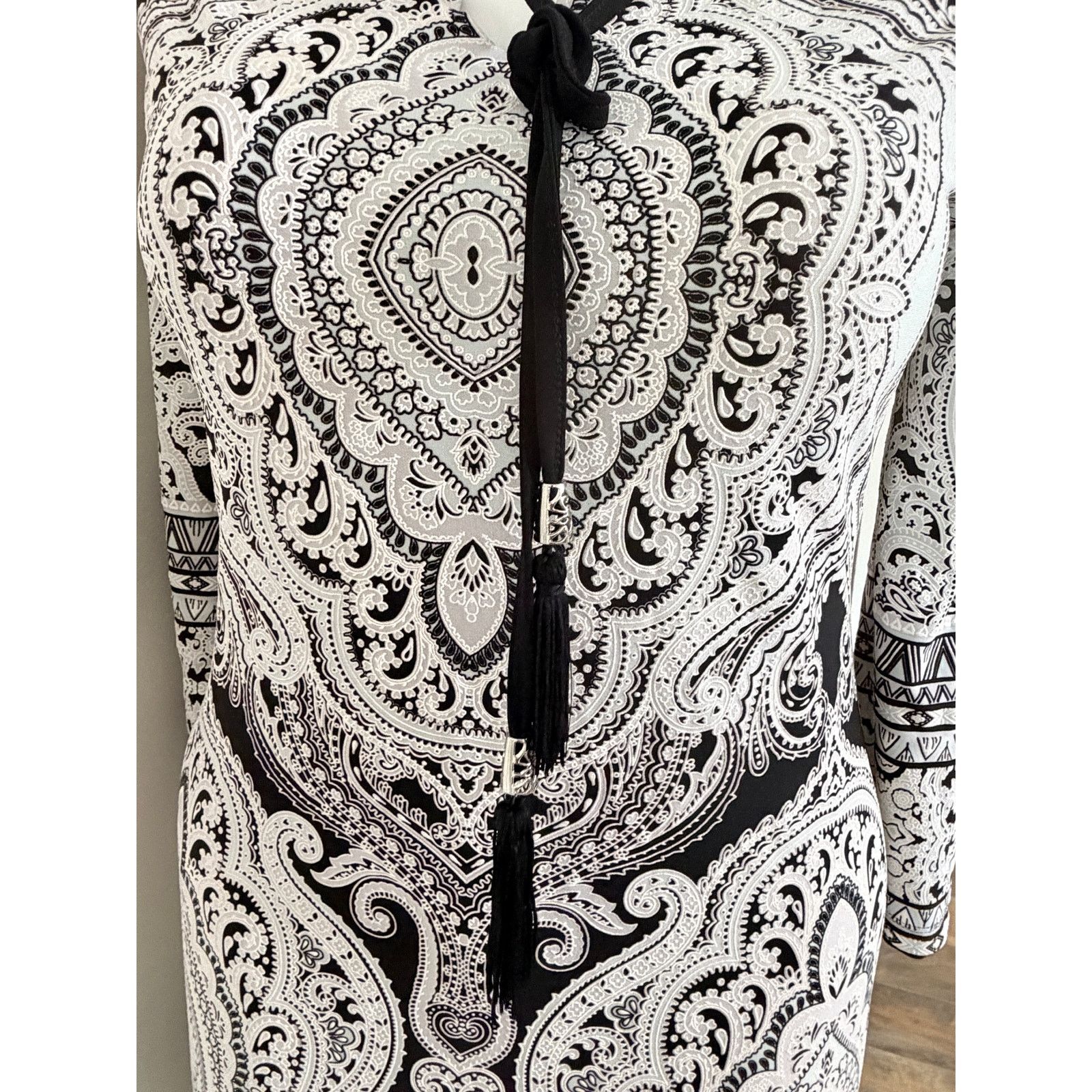 Other Sandra Darren Paisley Boho Sheath Dress 3/4 Sleeve textured Size L / US 10 / IT 46 - 9 Thumbnail