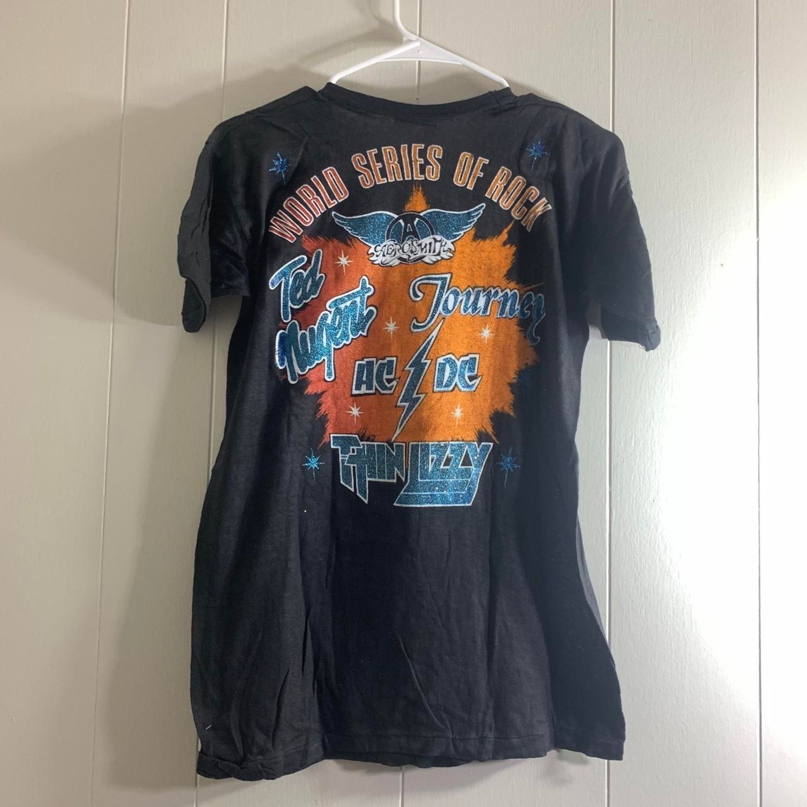 Vintage 1979 AEROSMITH TED NUGENT JOURNEY AC/DC THIN LIZZY tee shirt Size US M / EU 48-50 / 2 - 6 Thumbnail