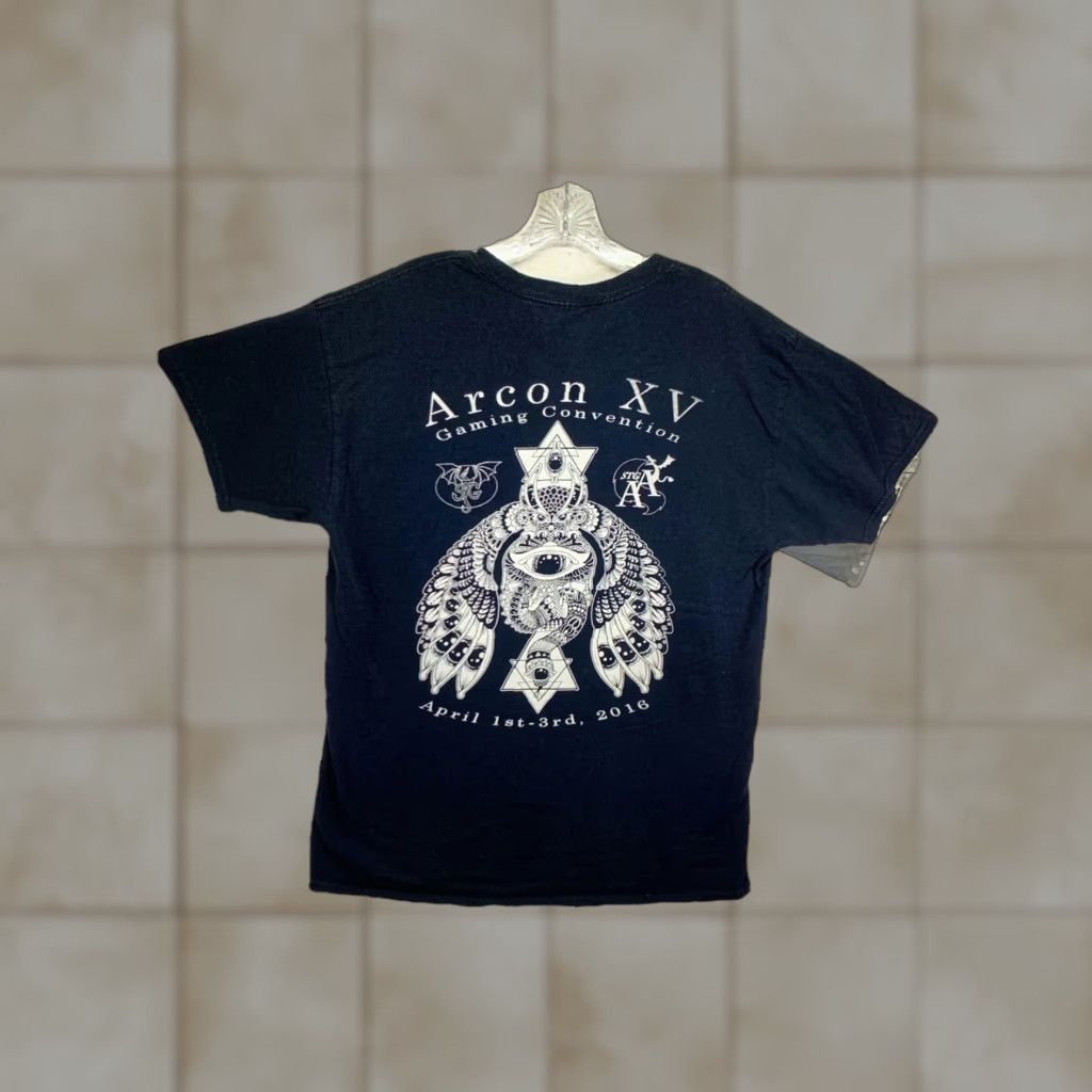 Gildan GILDAN ARCON Gaming Convention T-Shirt Adult Large Black Graphic Angel 2016 Limited Edition Music Rock Mens Size US L / EU 52-54 / 3 - 1 Thumbnail