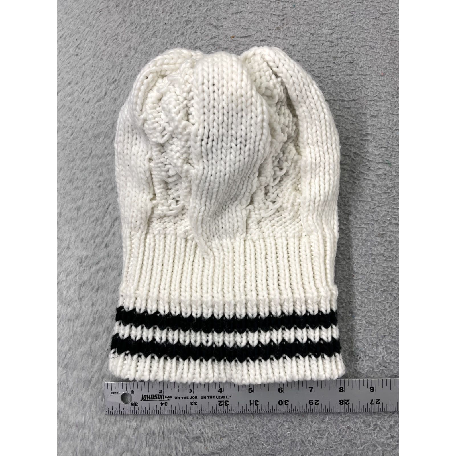 Steve Madden Steve Madden Beanie Womens One Size White Black Pom Knit Acrylic Ski Warm Knit Beanie Womens Beanie Men? Size ONE SIZE - 4 Thumbnail