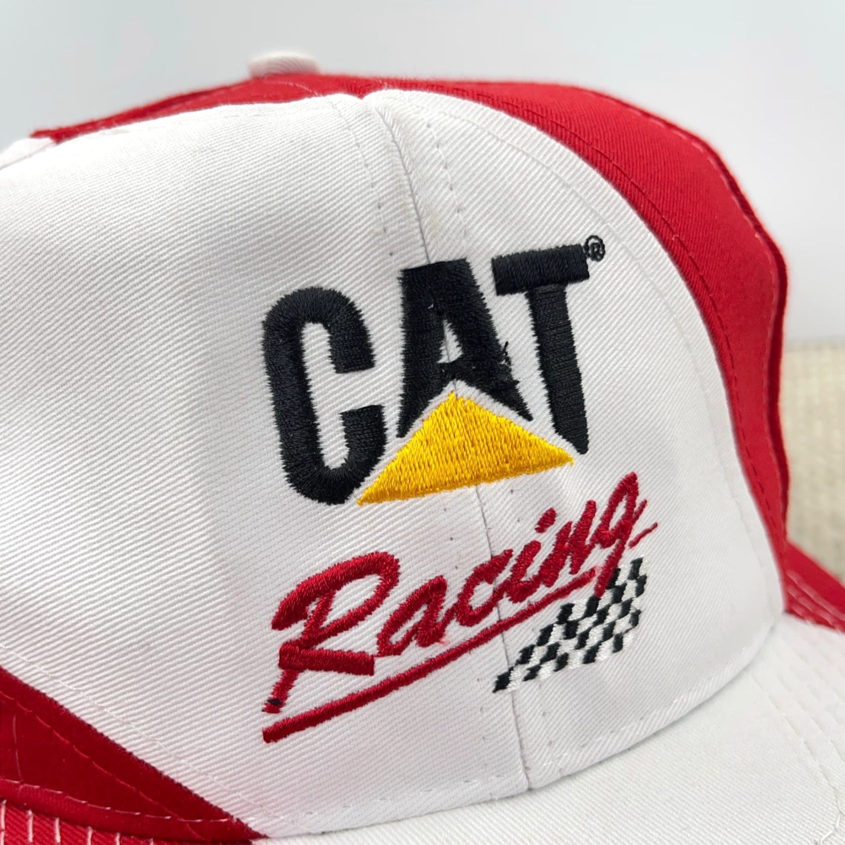 Caterpillar VINTAGE CAT Racing Hat Cap Snapback Red White Big Logo Size ONE SIZE - 2 Thumbnail