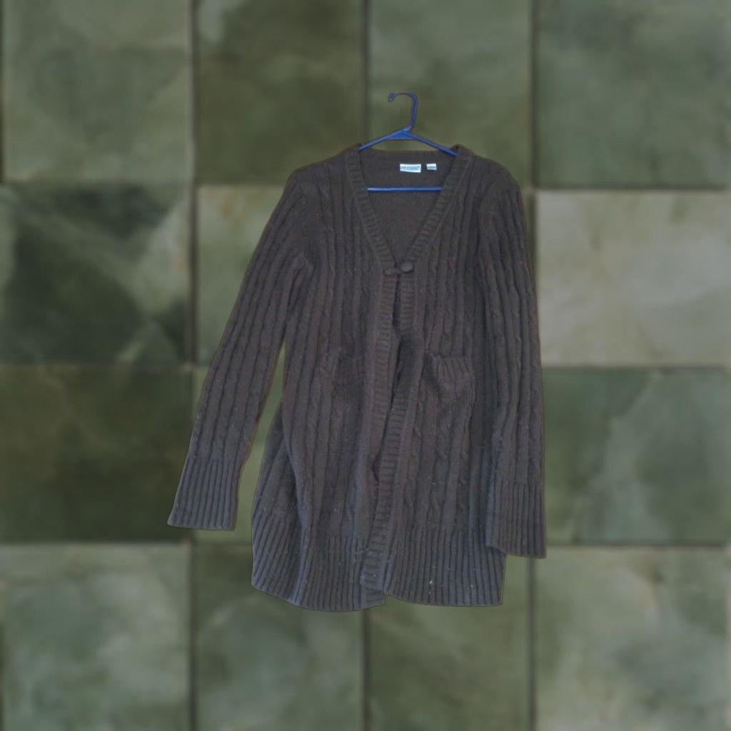 Vintage Kim Rogers Cardigan Sweater Women’s Large Brown Knit Single Button Pockets Size L / US 10 / IT 46 - 1 Thumbnail
