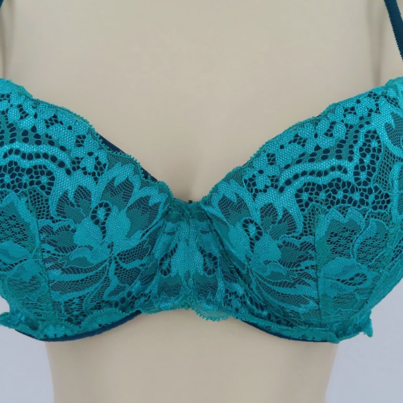 Vintage PINK Victoria's Secret 34D Date Push Up Floral Flower Lace Padded Underwire Bra Size ONE SIZE - 3 Thumbnail