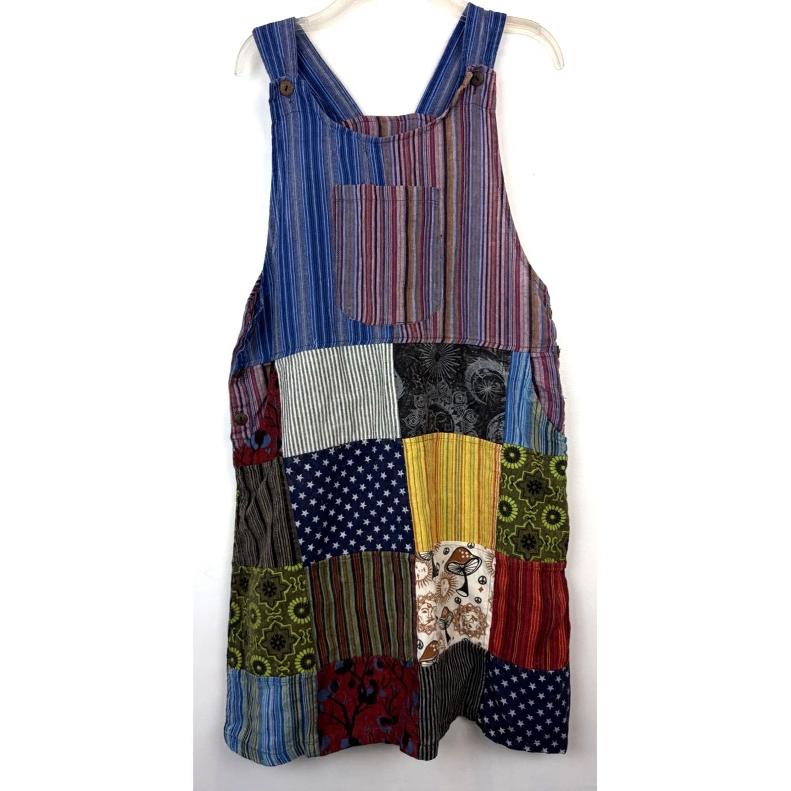 Vintage Rising International Dress S Midi Multi Bohemian Stars Patchwork Hippie Embroidered A-Line Women Regular Spring Summer Fall Knights? Size S / US 4 / IT 40 - 2 Thumbnail