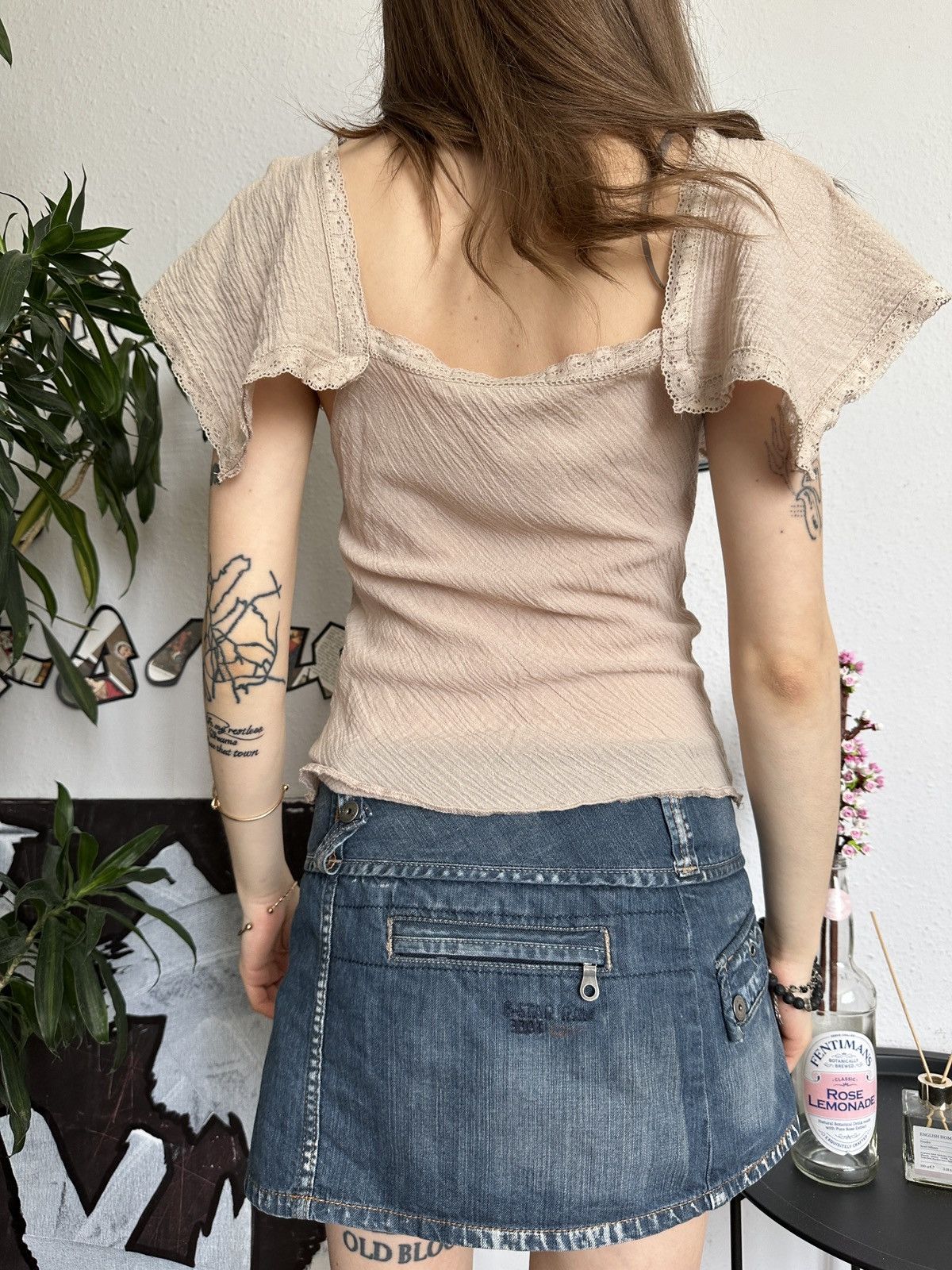 Vintage Textured Cute Western Boho Lace Trim Blouse Size M / US 6-8 / IT 42-44 - 3 Thumbnail