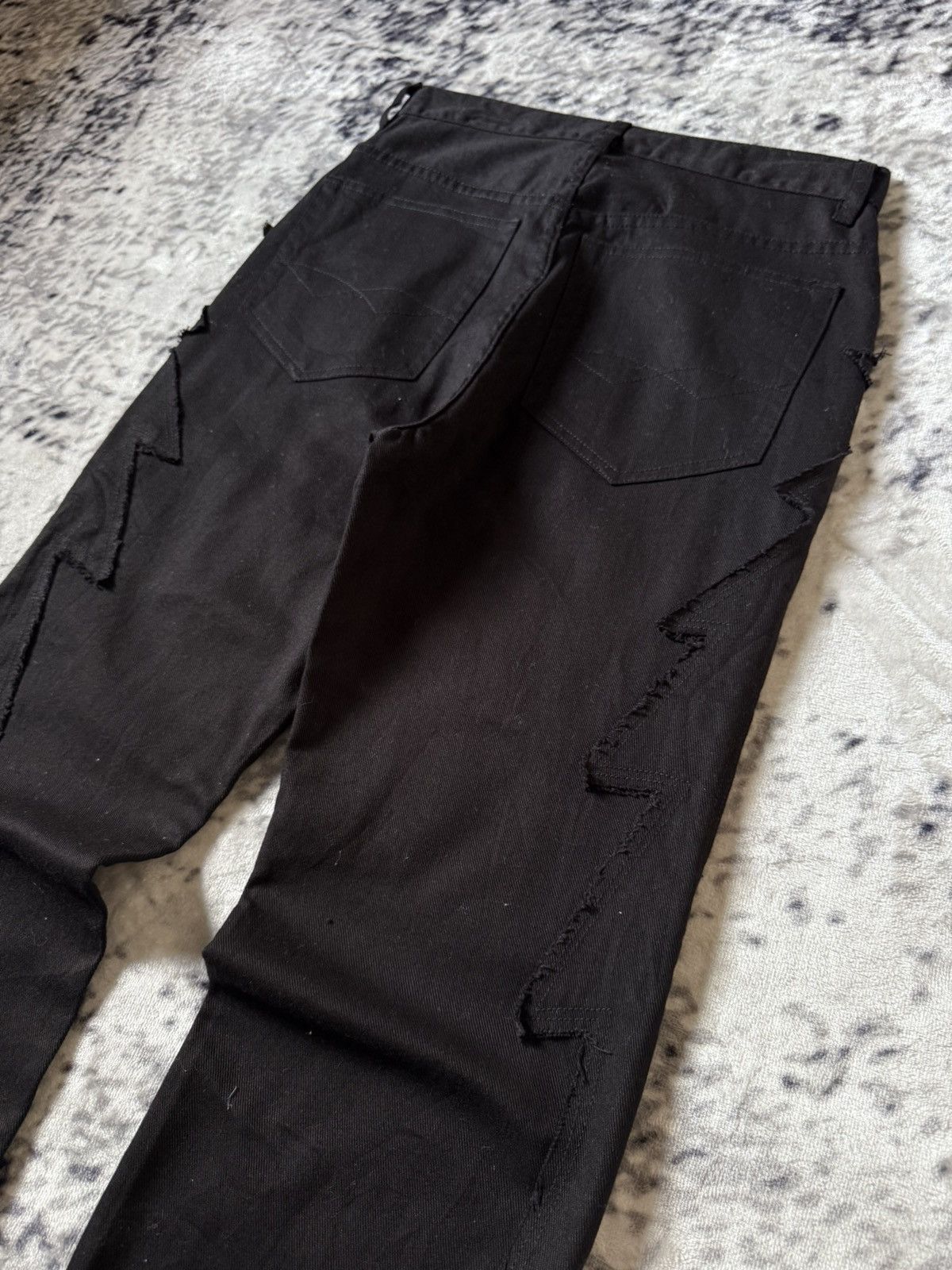 Japanese Brand Amore Pure Jagged Fractured Lightning Studded Flared Jeans Size US 27 - 19 Thumbnail