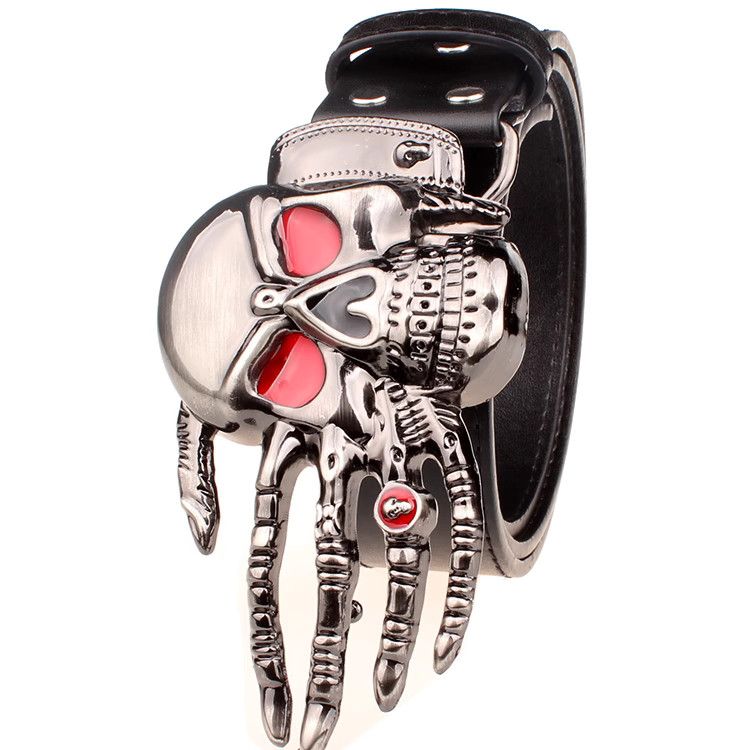 Designer Skull Punk Vintage Belt Riveted Belts Menswear Accessories Size ONE SIZE - 2 Thumbnail