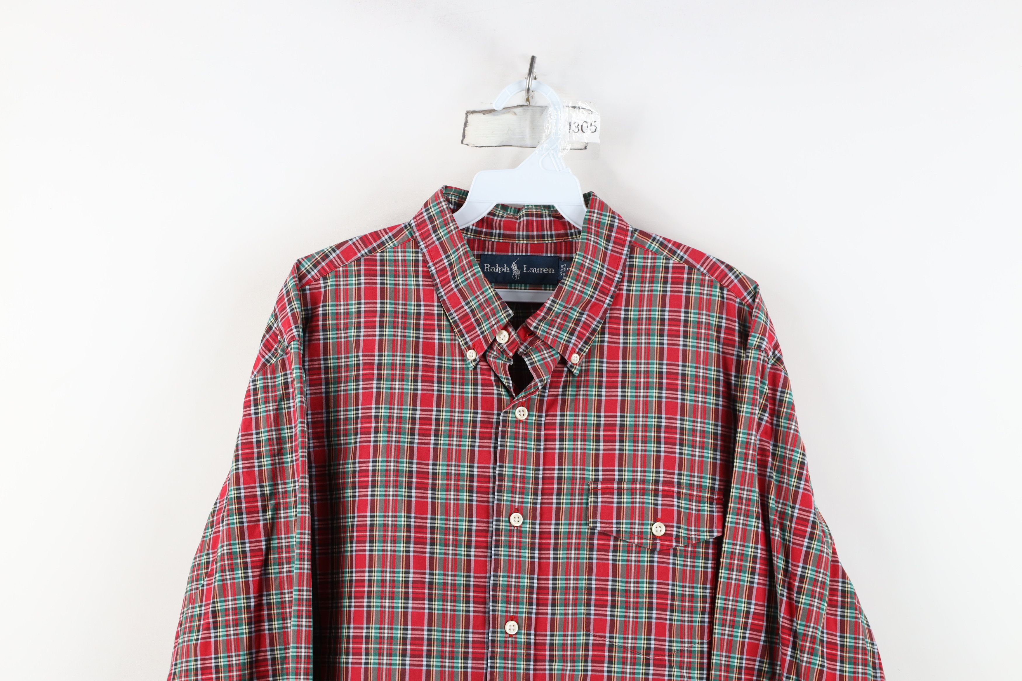 Ralph Lauren Vintage 90s Ralph Lauren Collared Down Shirt Rainbow Plaid Size US XL / EU 56 / 4 - 2 Thumbnail