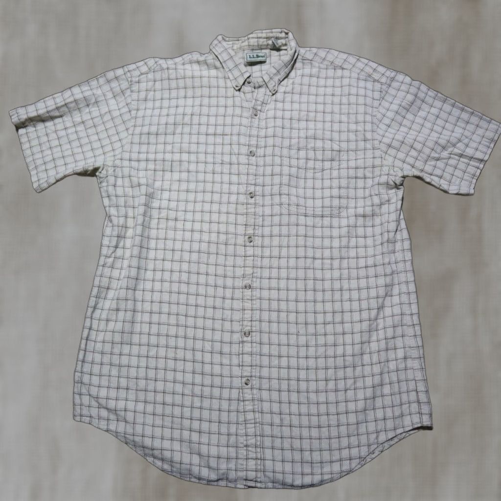 Vintage LL Bean Shirt Short Sleeve Mens XL Tan Plaid 100% Cotton Size US XL / EU 56 / 4 - 1 Thumbnail
