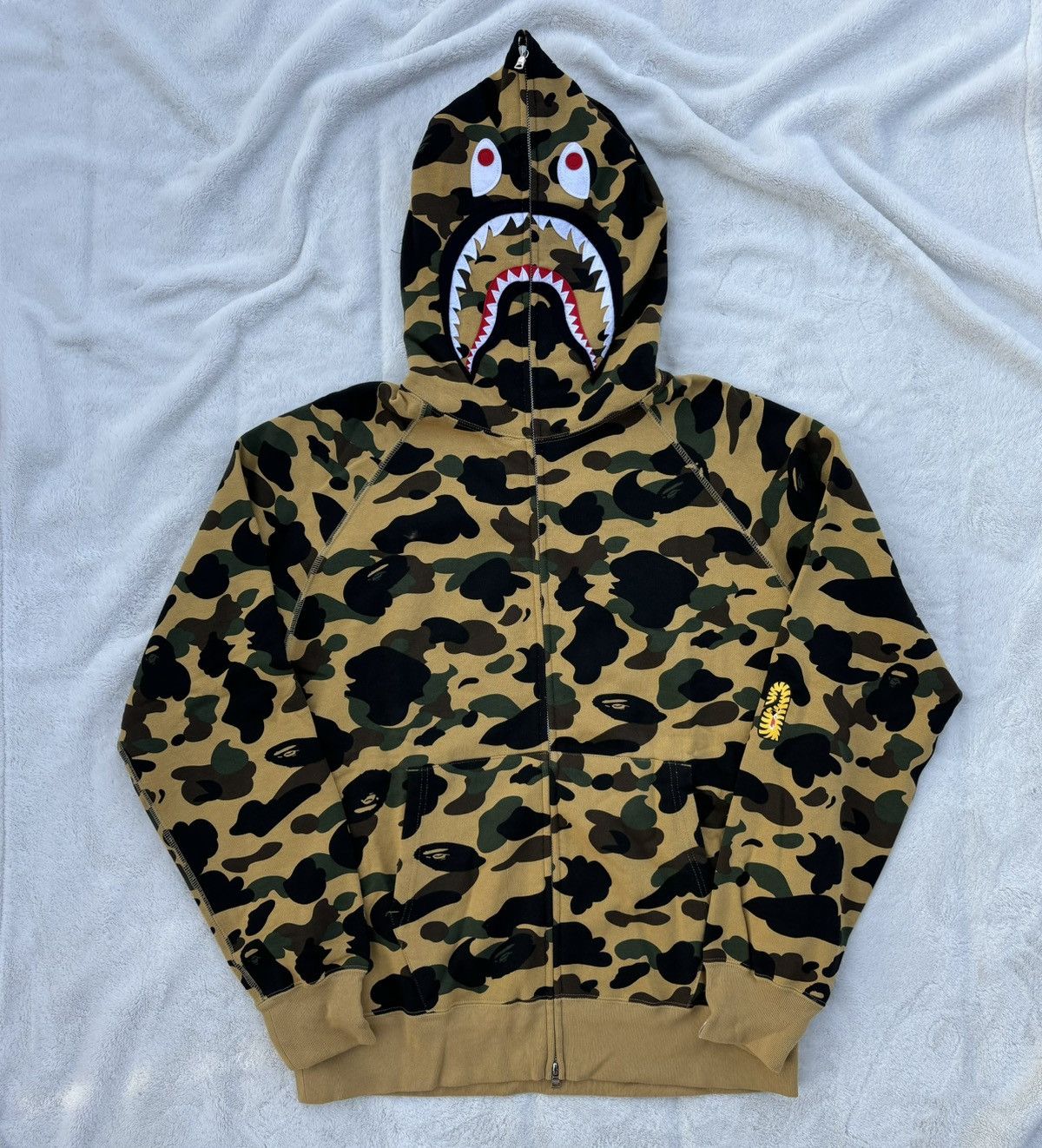 Bape Bape Yellow Camo ‘Ponr’ Shark Zip Hoodie Size US XXL / EU 58 / 5 - 1 Thumbnail