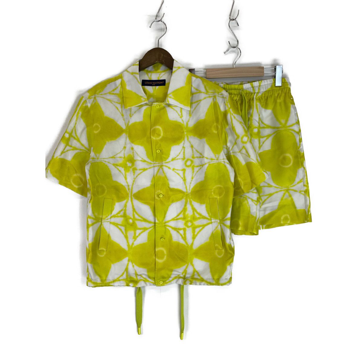 image of Louis Vuitton Monogram Flower Short Sleeve Shirt/short Combo in Green, Men's (Size Small)