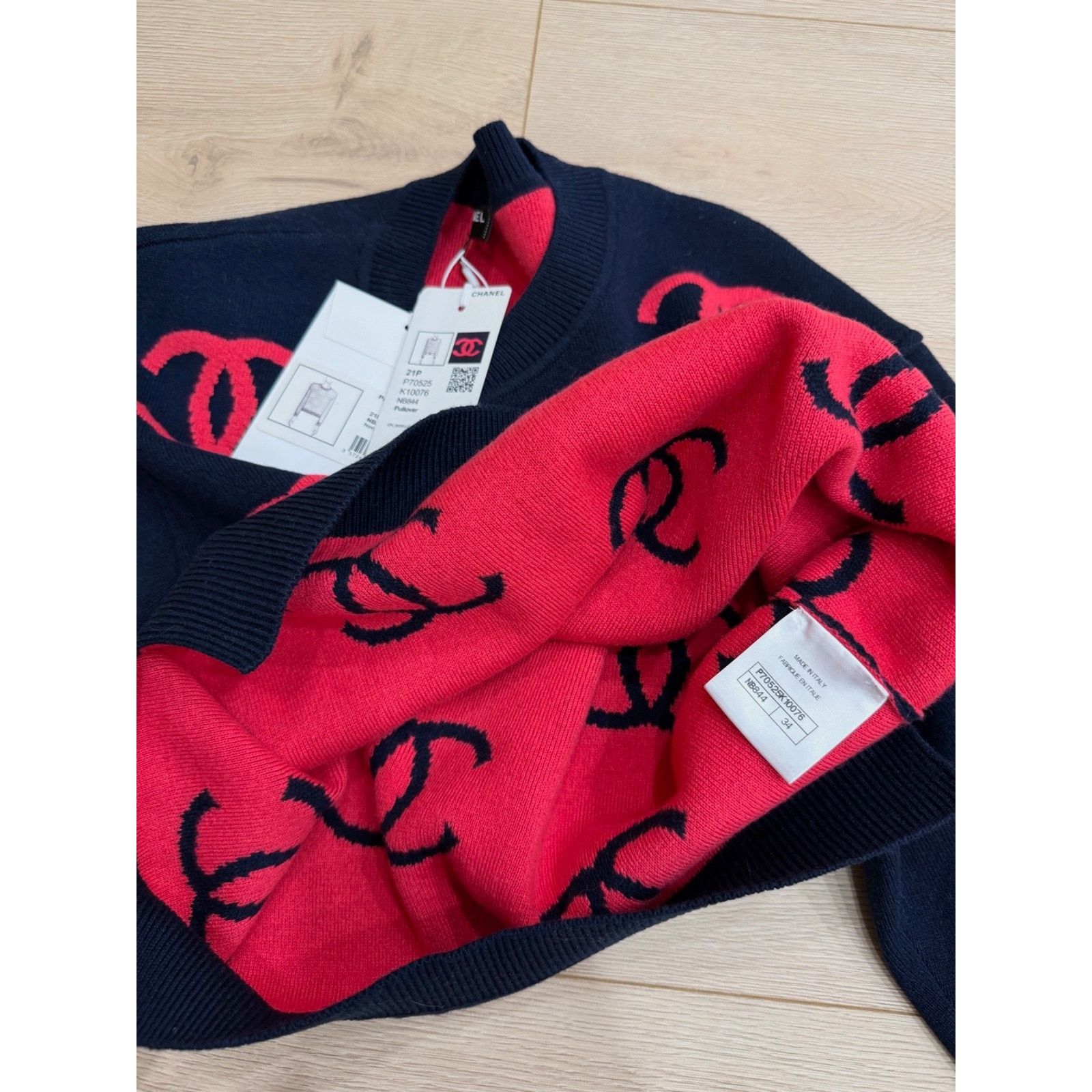 Chanel Chanel 21P Navy Pink CC Logo Cashmere Jumper Sweater 34 Size XS / US 0-2 / IT 36-38 - 15 Thumbnail
