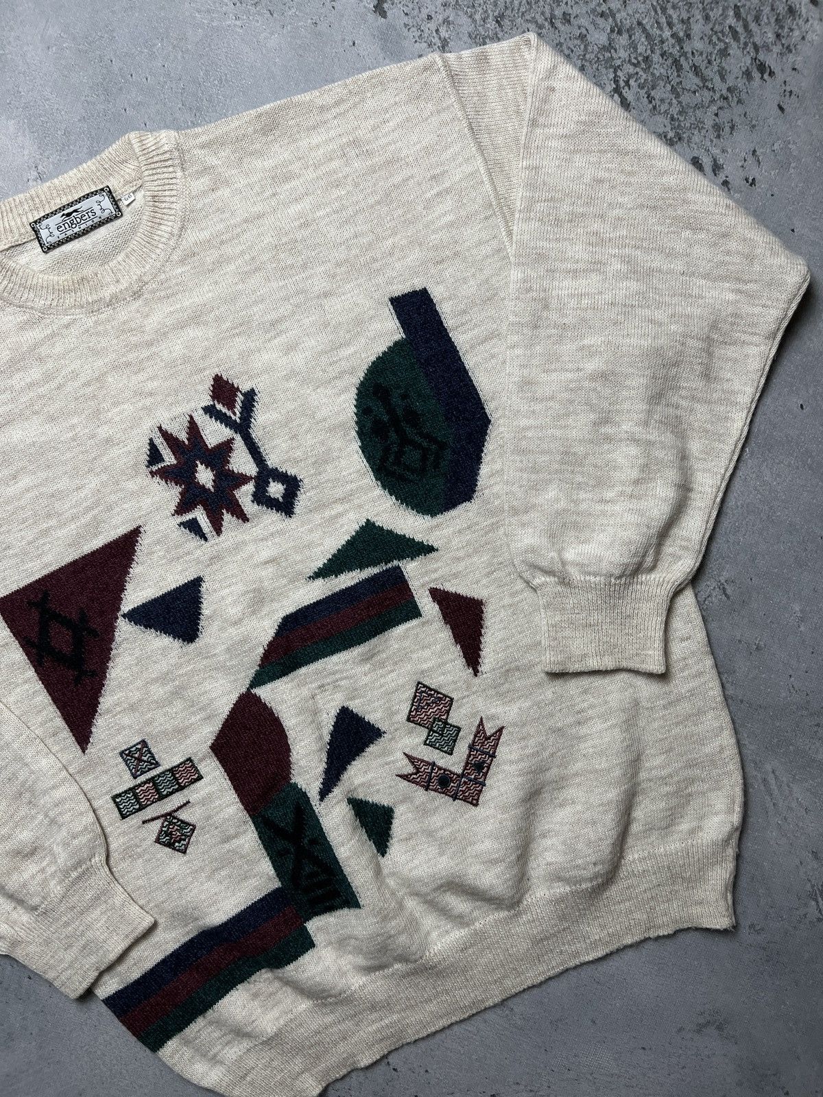 Vintage Unique Rare Style Coogi Norway Wool Sweater Abstract