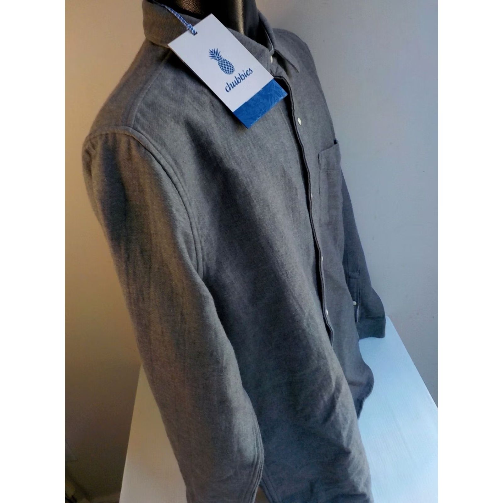Chubbies Chubbies The Inside Out Reverse Shirt Gray NWT XL Mens Snap-Up Reversible Cotton Solid Long Sleeve Collared Shirt Size US XL / EU 56 / 4 - 3 Thumbnail