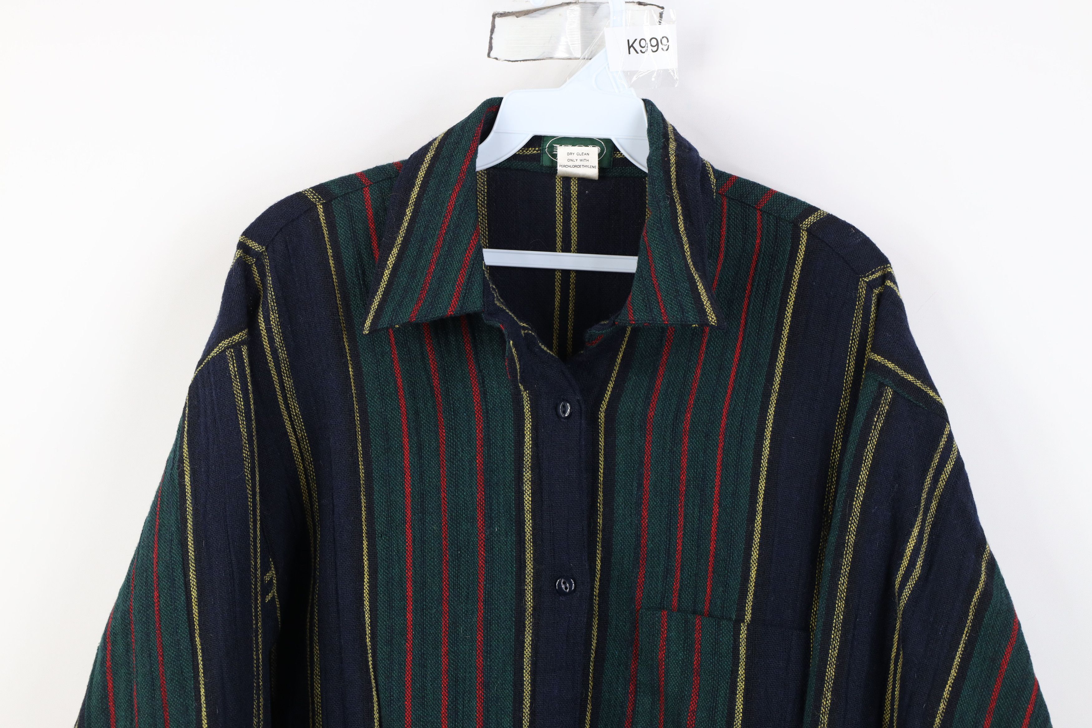 Vintage Vintage 90s Streetwear Wool Blend Knit Striped Button Shirt Size M / US 6-8 / IT 42-44 - 2 Thumbnail