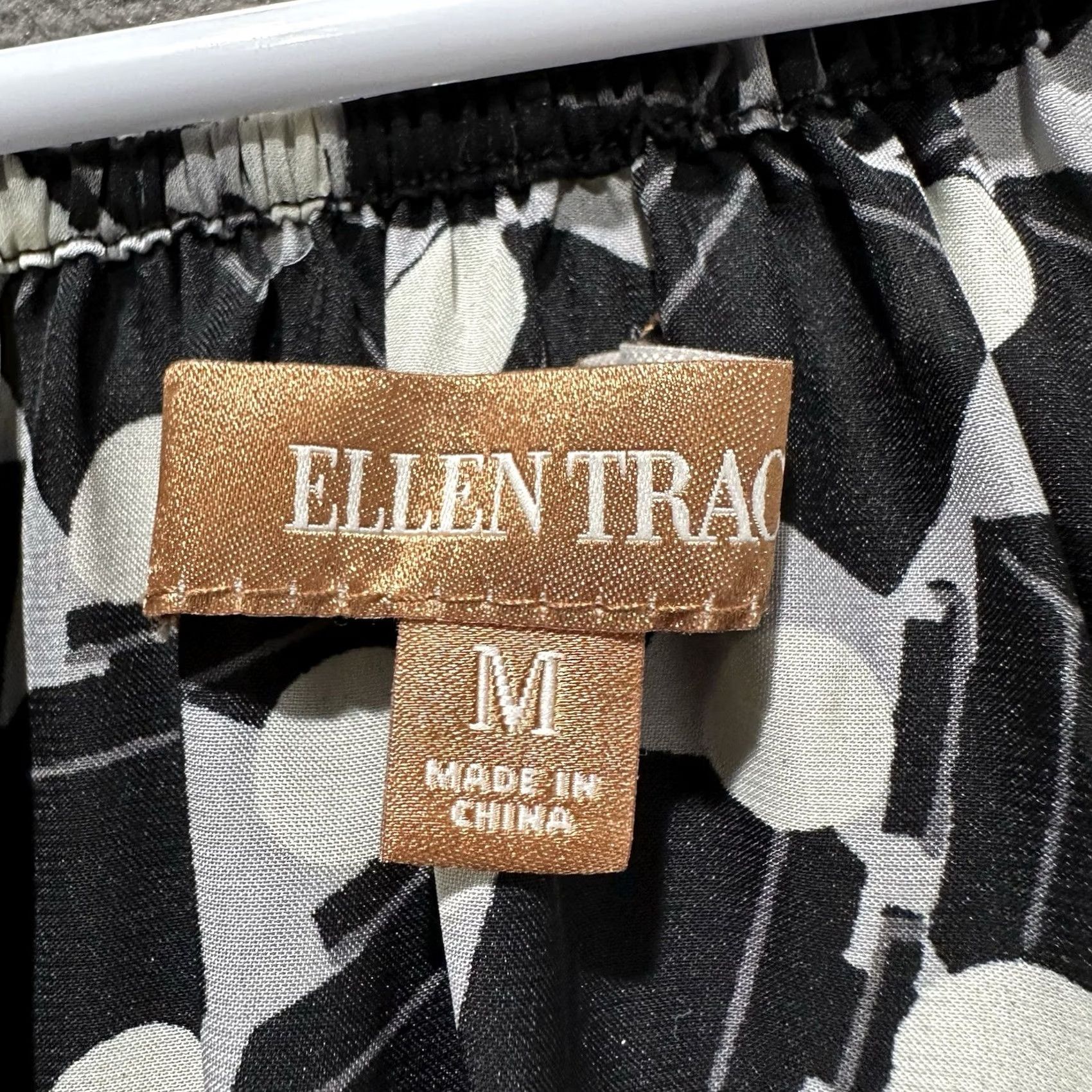 Ellen Tracy Ellen Tracy Blouse Geometric Puff Sleeve Cinched Waist V-Neck Long Sleeve Black White Women's M Size XL / US 12-14 / IT 48-50 - 5 Thumbnail