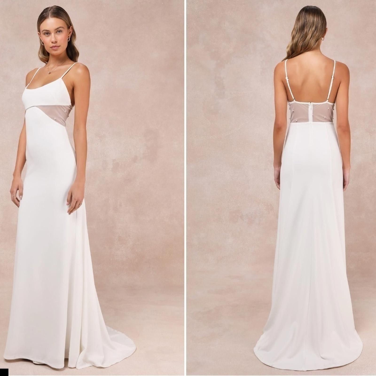Lulus LULU's Wedding Bridal Elegant Sexy Pearl Accent Chic Gown Size XL / US 12-14 / IT 48-50 - 1 Thumbnail