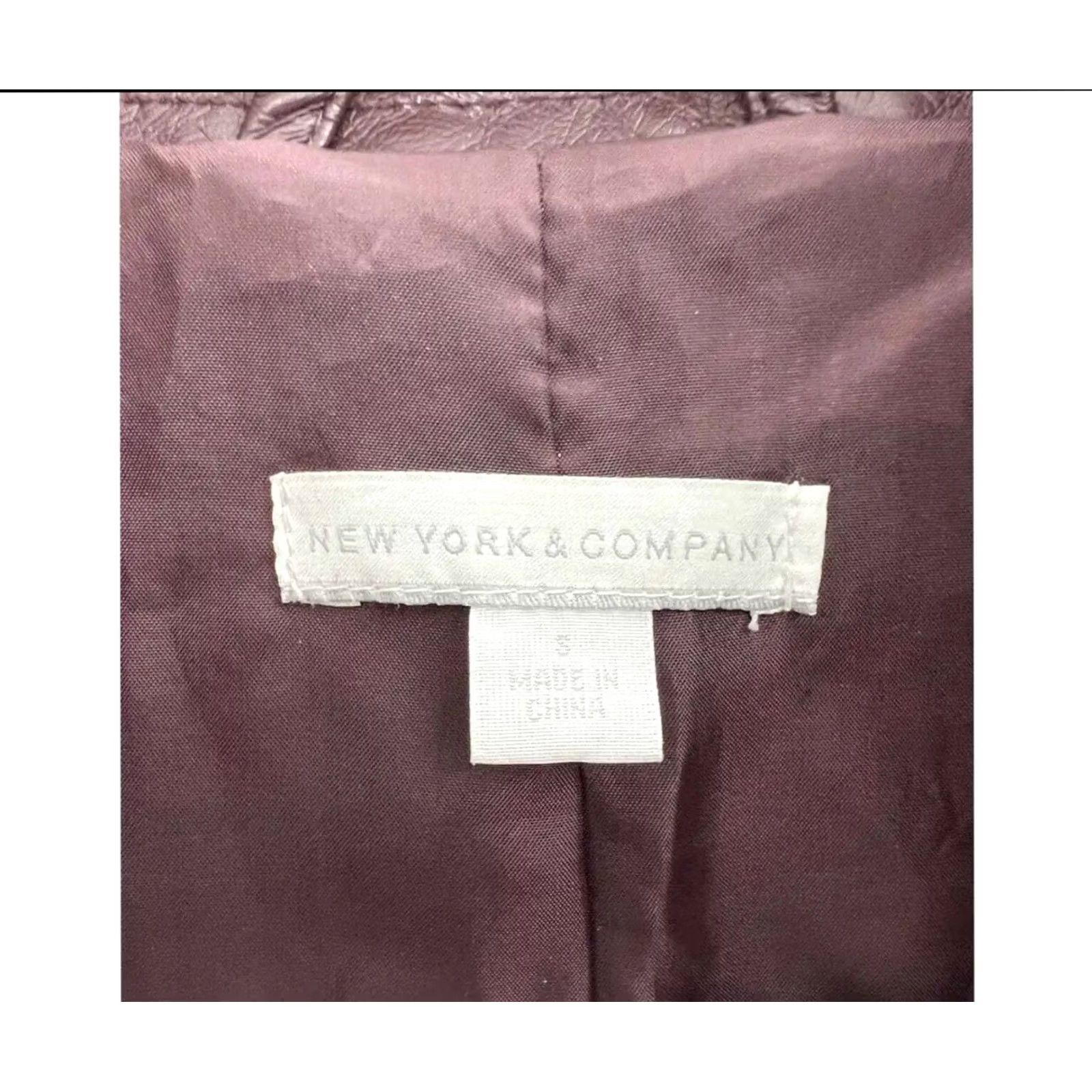 Vintage Womens New York & Company Jacket Small Purple Faux Leather Asymmetrical Zip Up Jacket Size S / US 4 / IT 40 - 6 Thumbnail