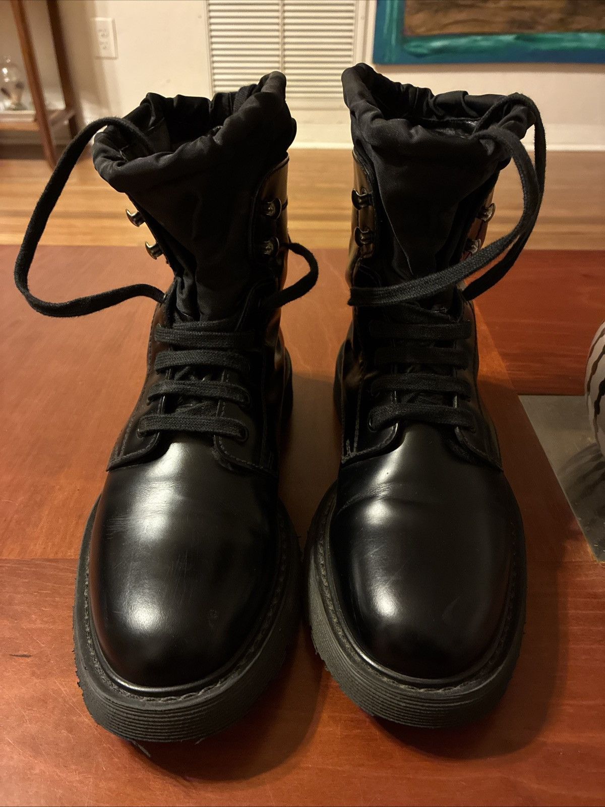 Prada Prada Waterproof Black Leather Combat Boots EU40/UK6/US7 Size US 7 / EU 40 - 1 Thumbnail