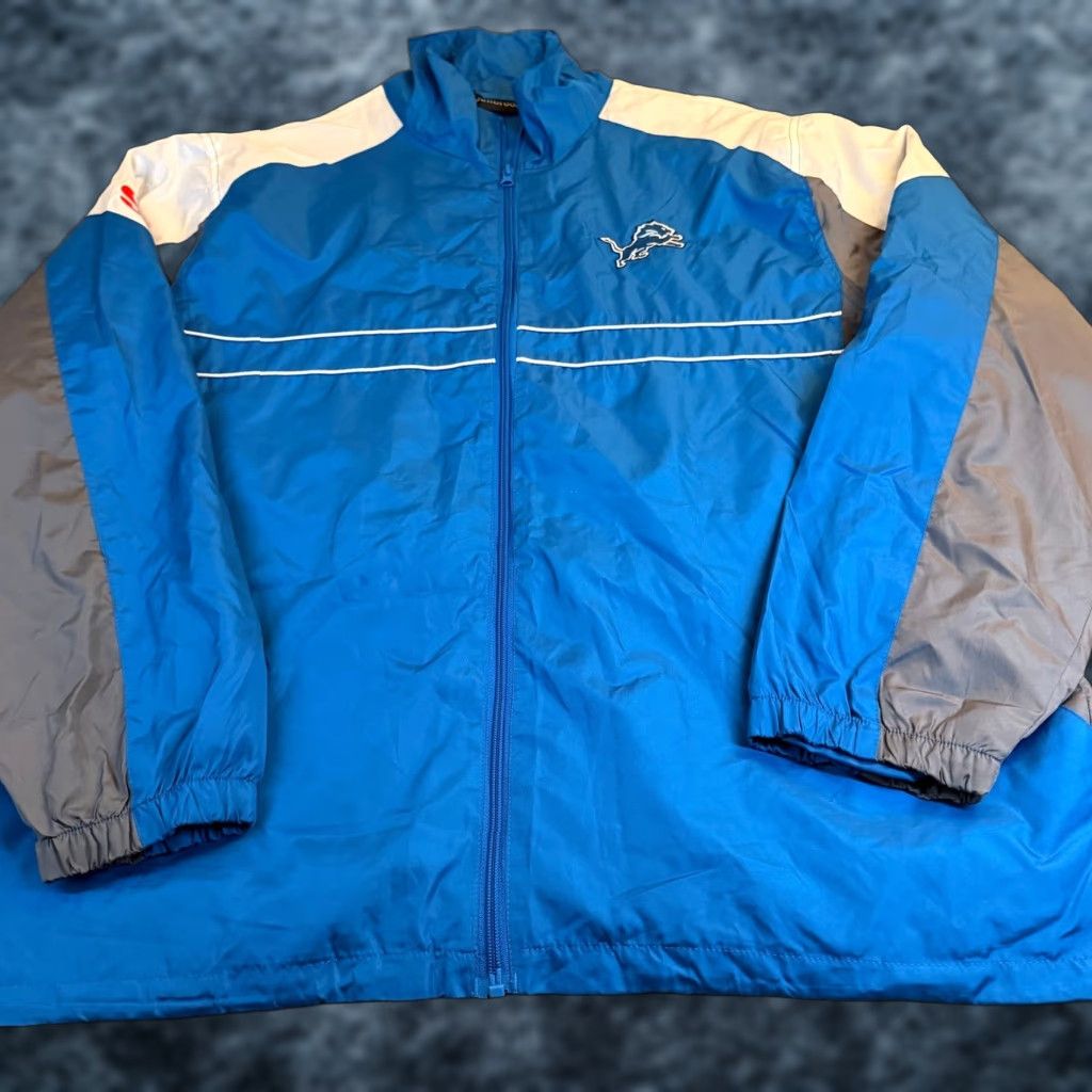 Dunbrooke Dunbrooke Detroit Lions Mens XL Windbreaker Jacket Blue Grey Full Zip NFL y2K Size US XL / EU 56 / 4 - 1 Thumbnail