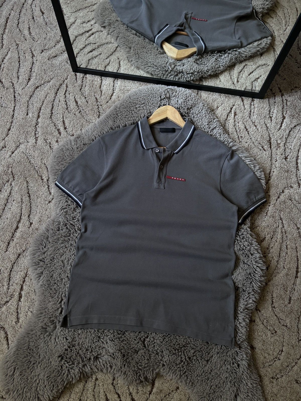 Prada × Vintage Prada Polos Red Tab Italian designer grey T shirt Size US L / EU 52-54 / 3 - 1 Thumbnail