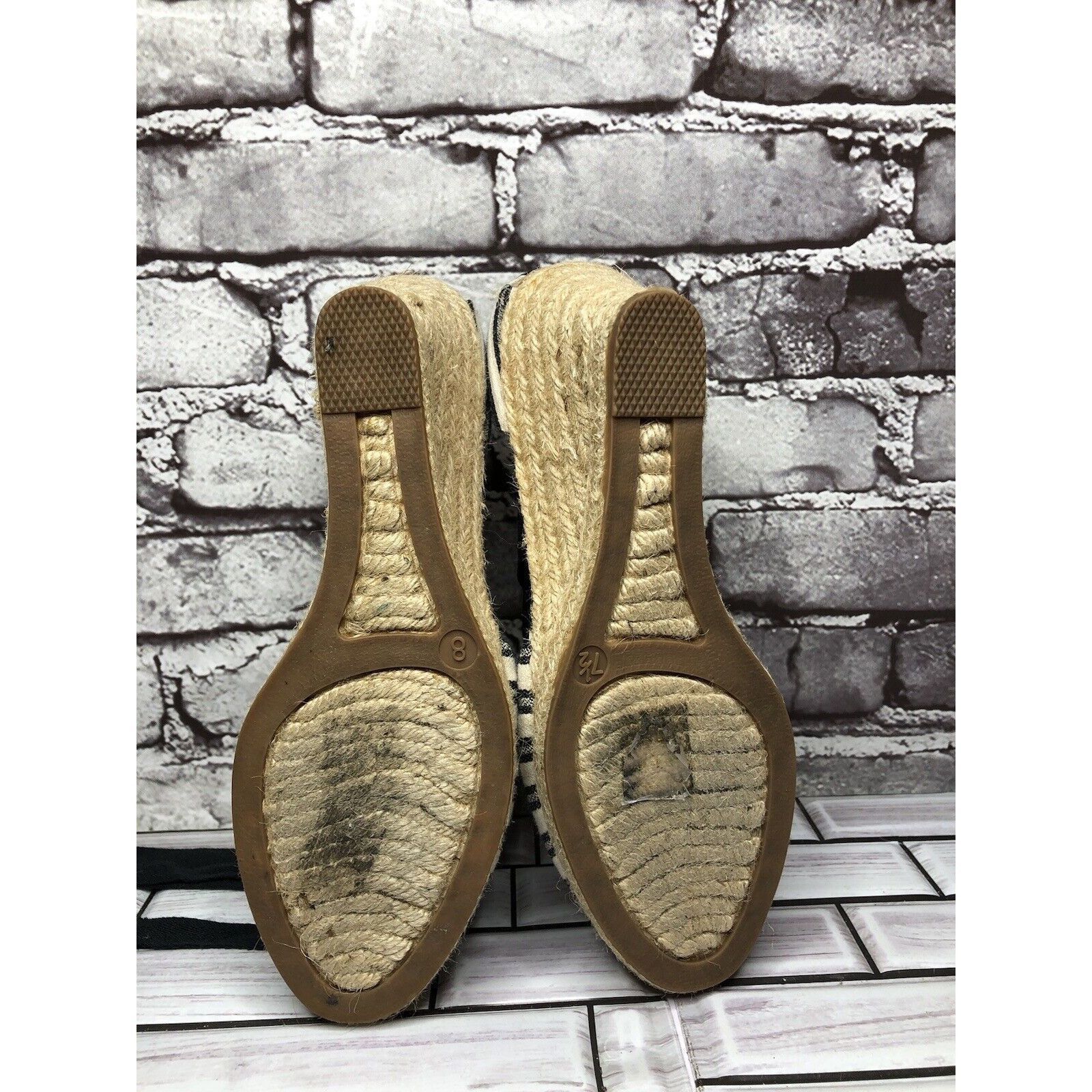 J.Crew J.CREW Eloise Blue Striped Fabric Espadrilles Wedge Ankle Wr Size US 7.5 / IT 37.5 - 9 Thumbnail