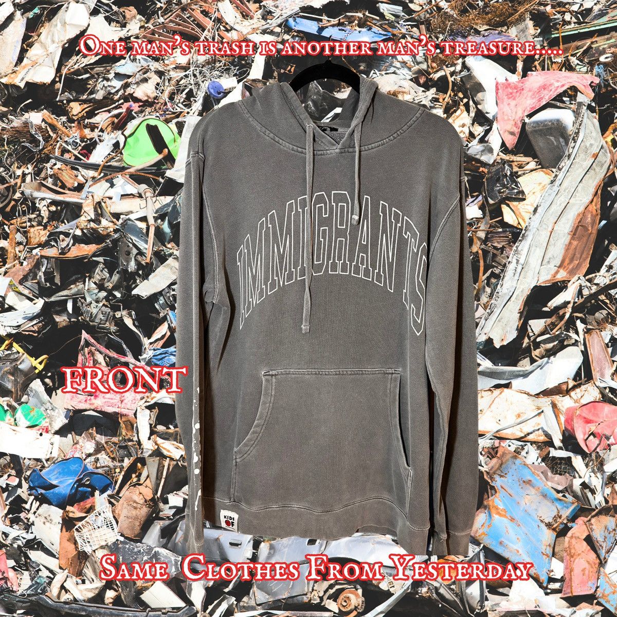 Kings Of Indigo Kids Of Immigrants Grey Hoodie Size Medium Size US M / EU 48-50 / 2 - 1 Thumbnail
