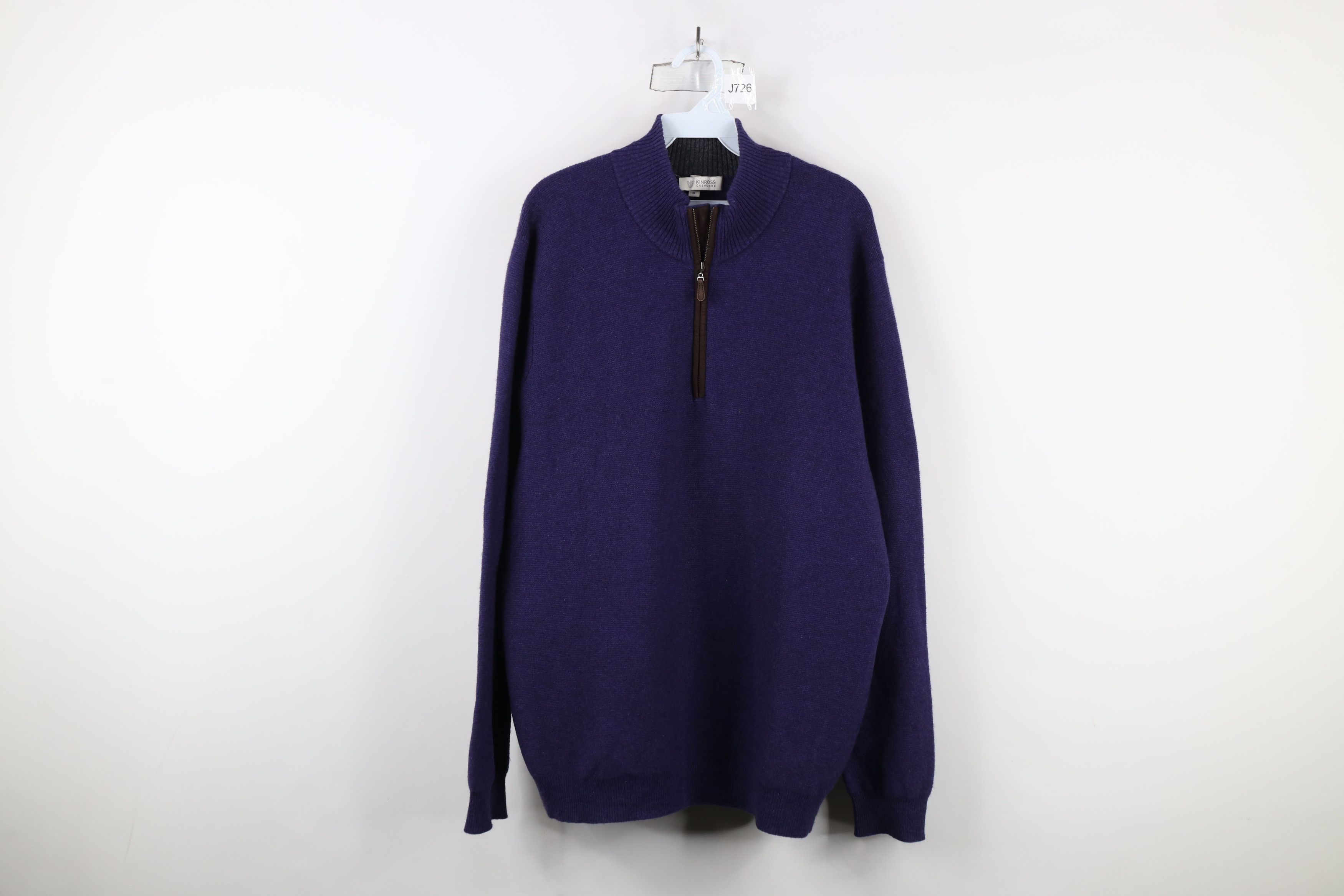 Vintage Kinross Cashmere Blank Cashmere Knit Half Zip Sweater Purple Size US XL / EU 56 / 4 - 1 Thumbnail