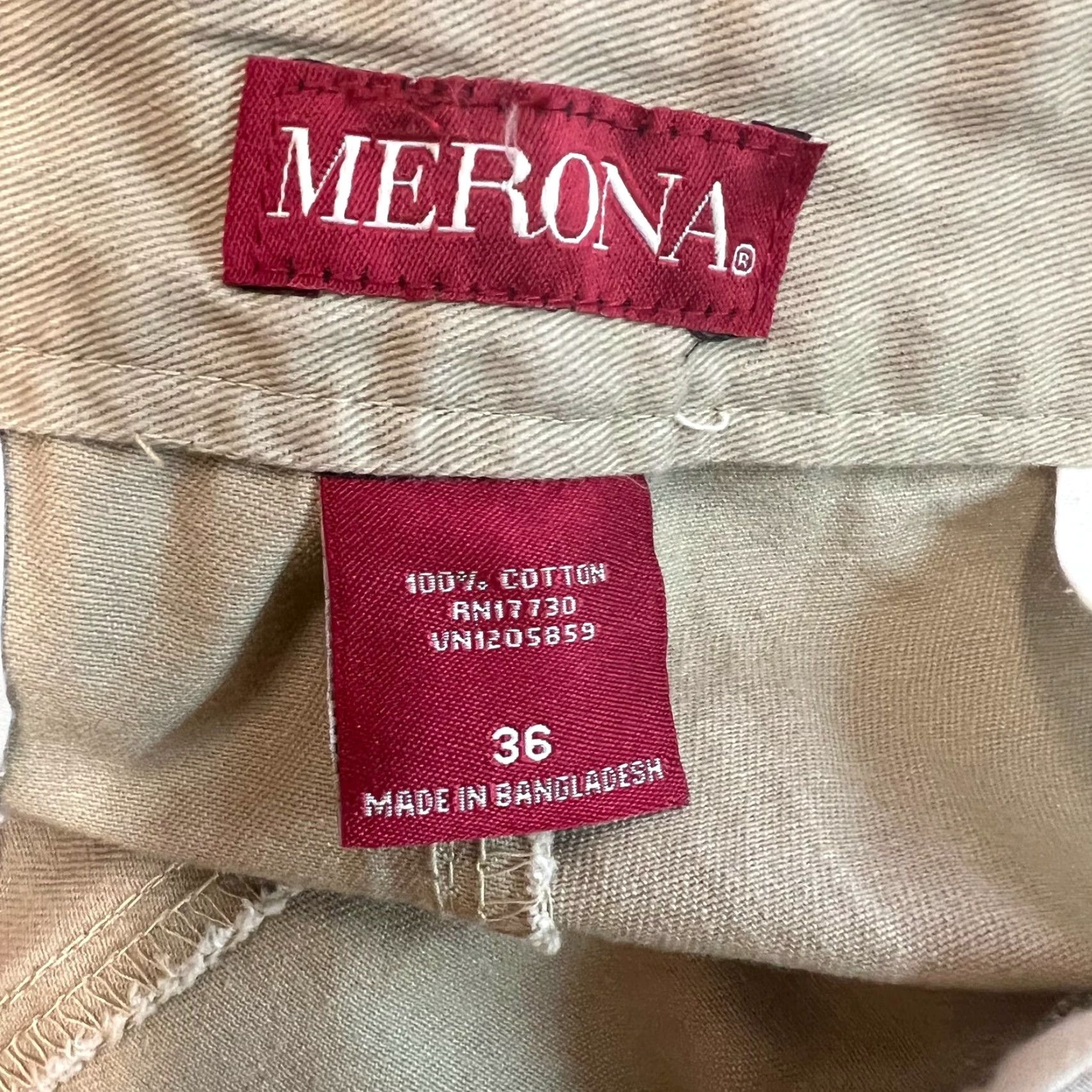 Merona Merona Bermuda Shorts - 100% Cotton - Beige - Pleated Mid Rise - Mens - Size 36 - Casual Slant Pockets - NWT Size US 36 / EU 52 - 5 Thumbnail