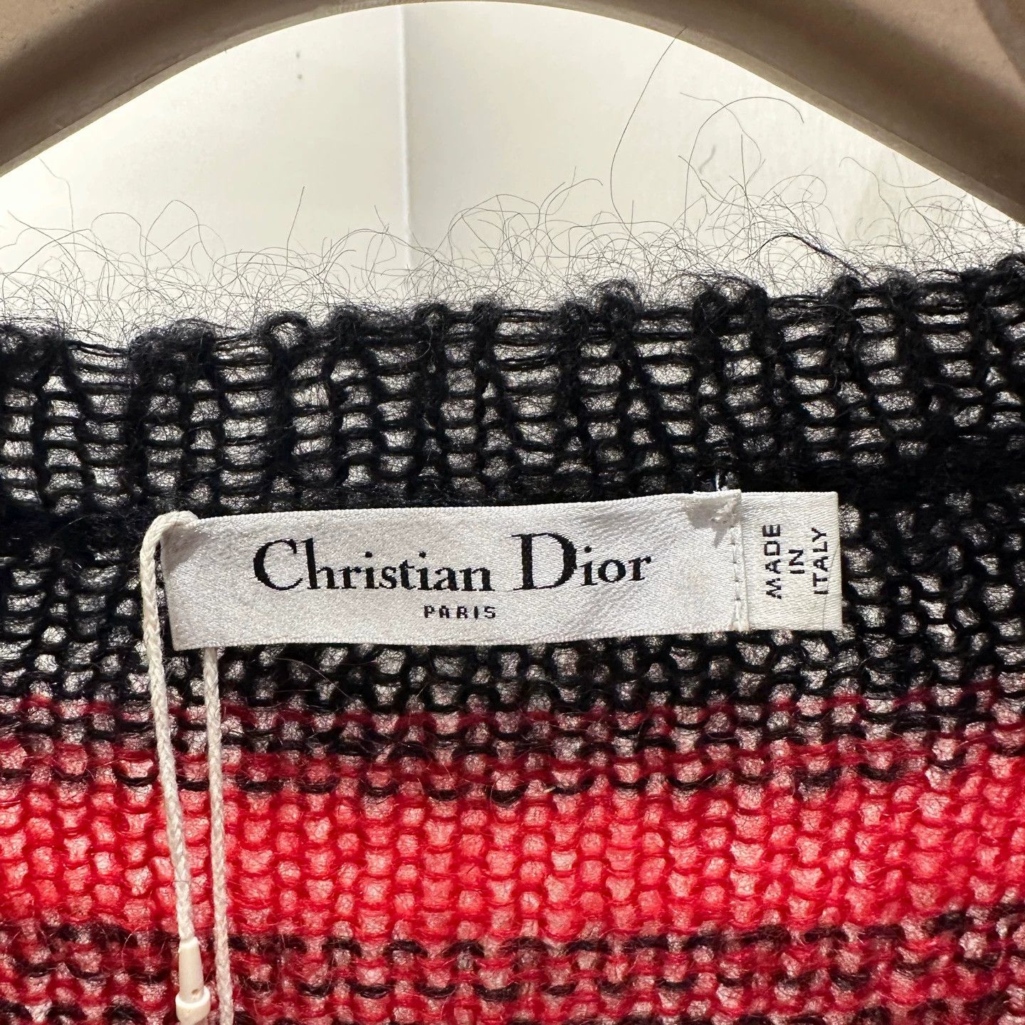 Christian Dior Monsieur Christian Dior 25FW Red-Black Stripe Mohair Bee Sweater 38 Size S / US 4 / IT 40 - 3 Thumbnail