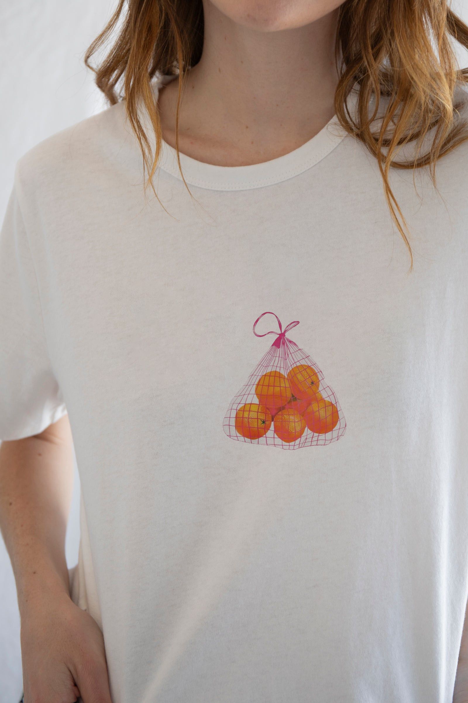 Designer × Vintage Pink Bag of Oranges Tee – Citrus Pop, Soft Power Size M / US 6-8 / IT 42-44 - 1 Thumbnail