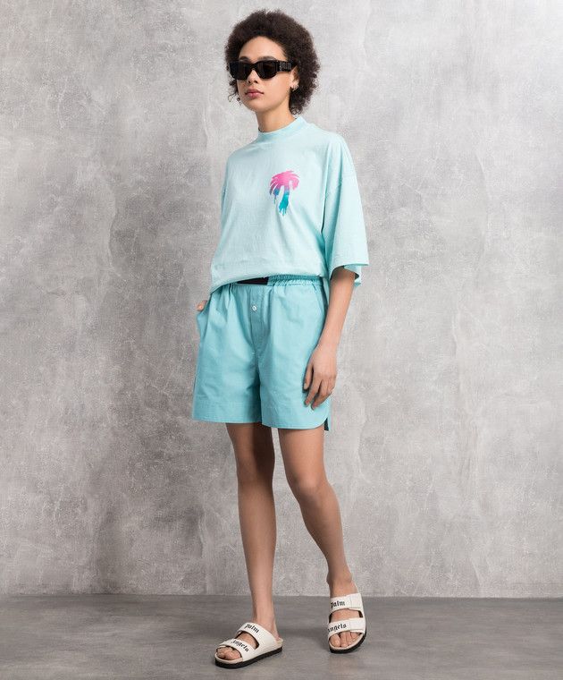 Palm Angels o1y1125 Short in Sky Blue Size 26" / US 2 / IT 38 - 4 Thumbnail