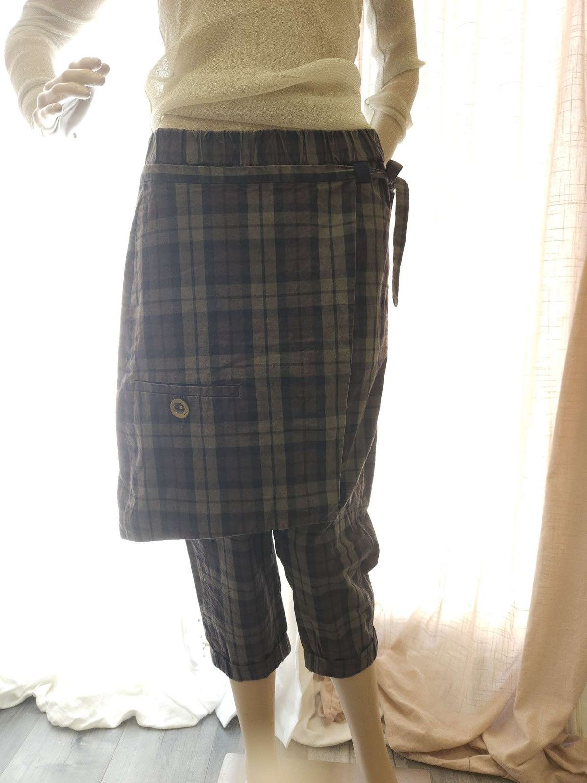 Vintage Rare Vintage Tie Wrap Skirt Cropped Pants Set By Whiplë Size 29" - 2 Thumbnail