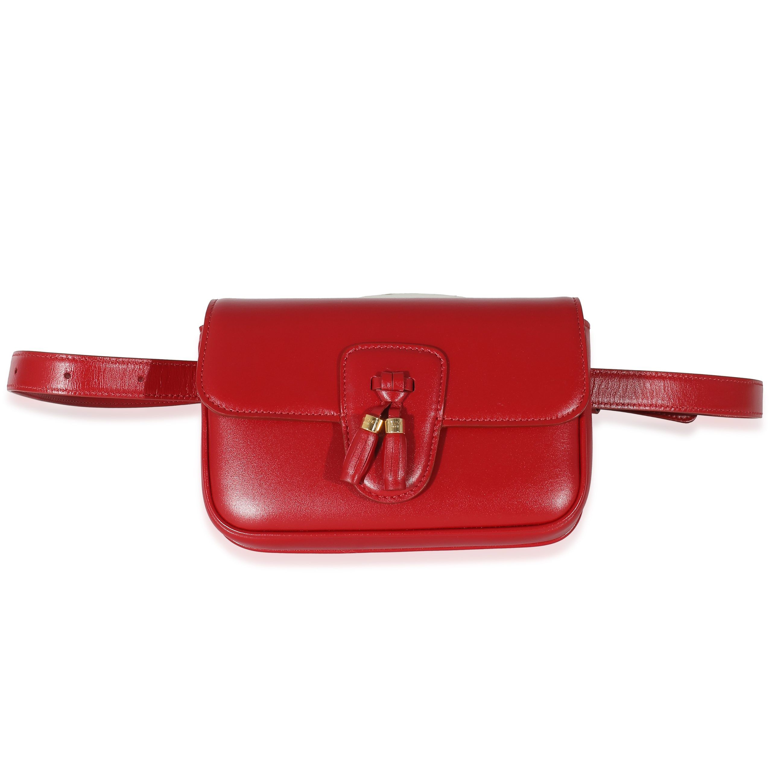 image of Celine Red Smooth Calfskin Tassel Belt Bag, Women's