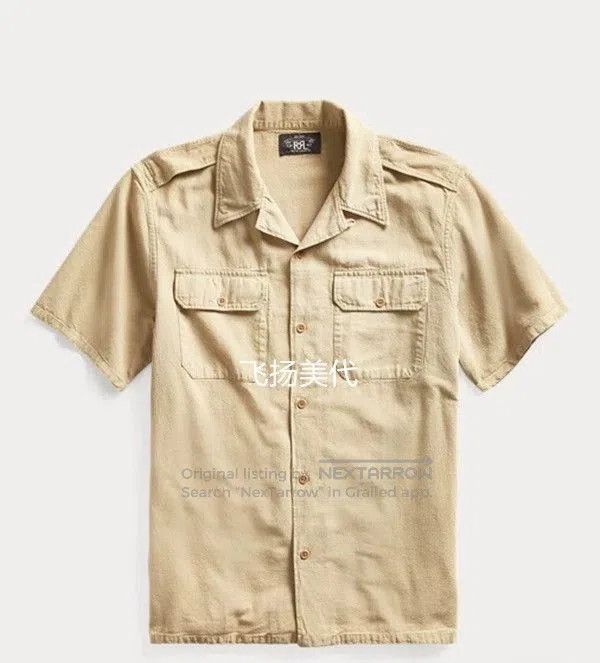 RRL Ralph Lauren RRL Cotton Dobby Camp Shirt for Men. Size US XL / EU 56 / 4 - 1 Thumbnail