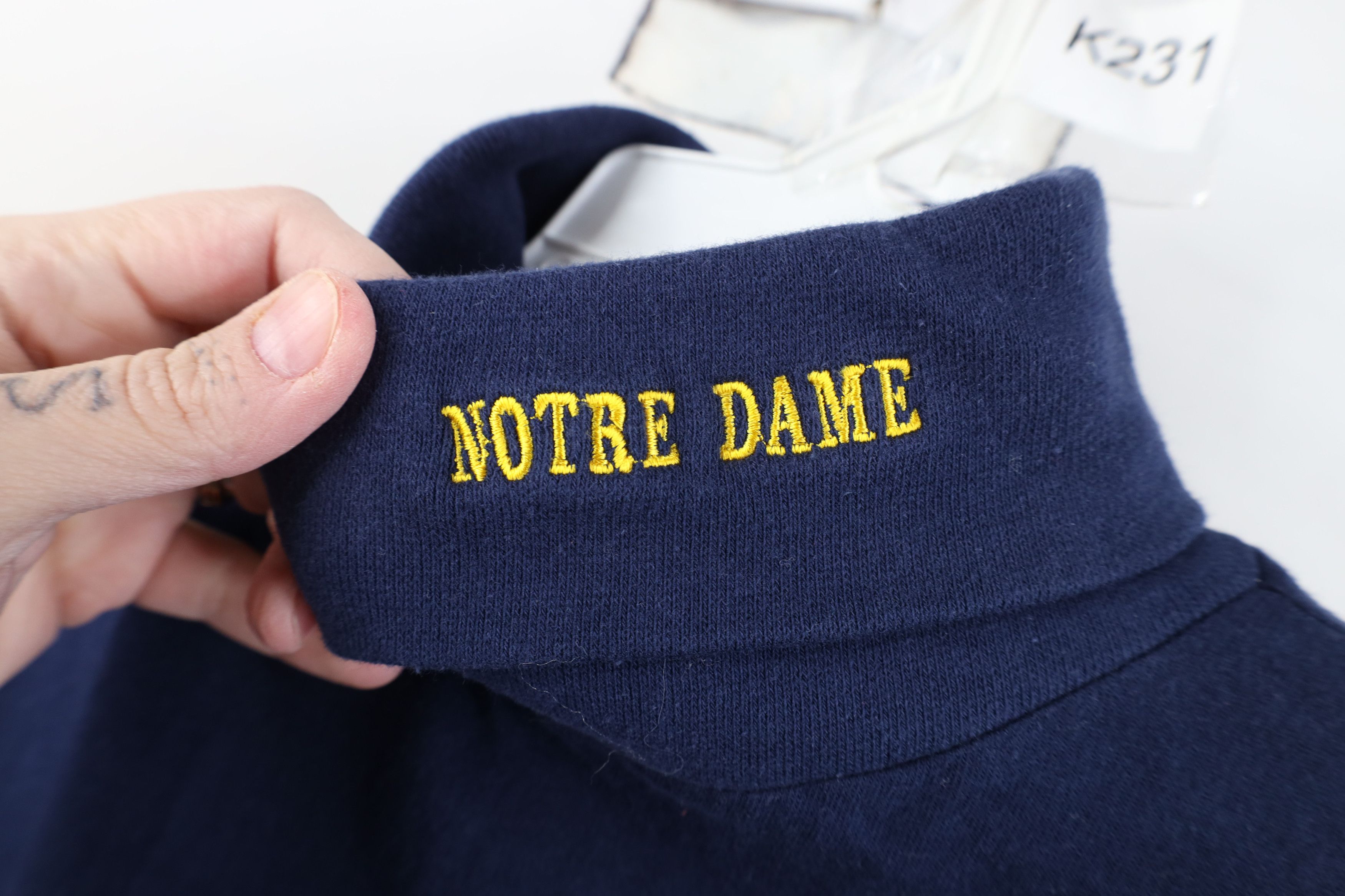 Vintage Vintage 90s Dame University Turtleneck T-Shirt Navy Blue Size US L / EU 52-54 / 3 - 4 Thumbnail