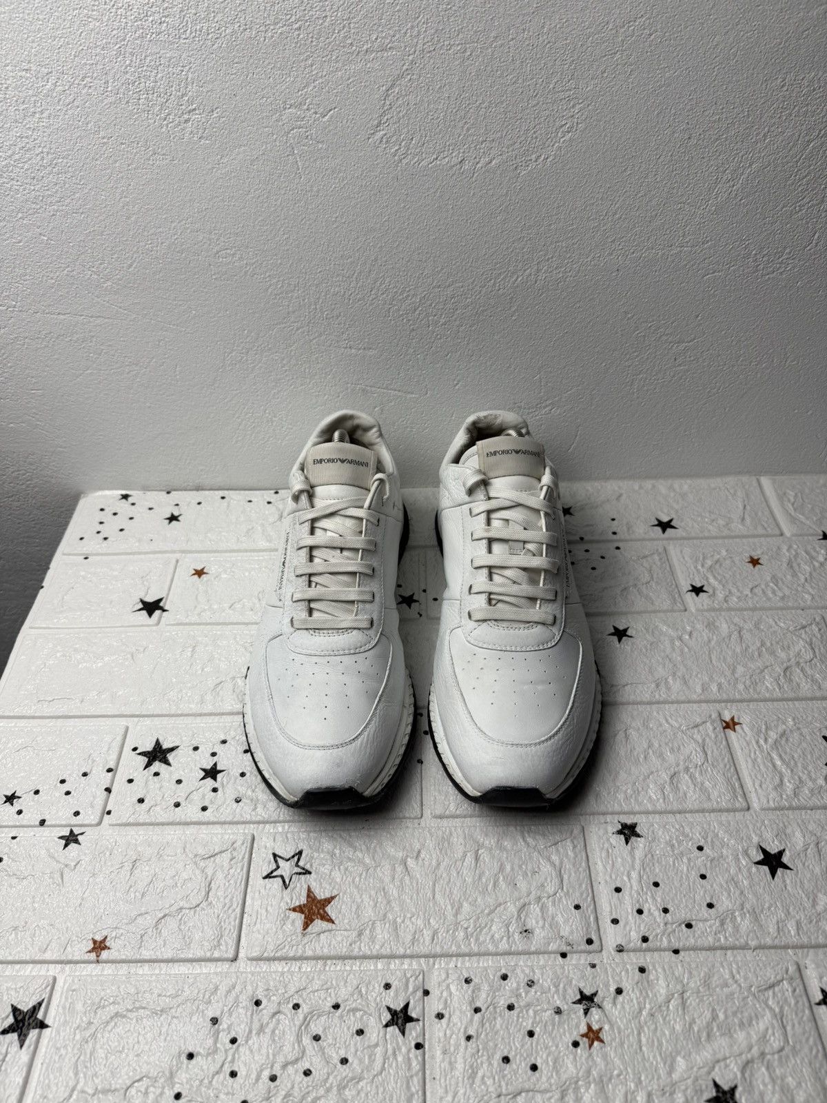 Emporio Armani Emporio Armani Men US9 UK8 EUR42 Sneakers White Leather Size US 9 / EU 42 - 6 Thumbnail