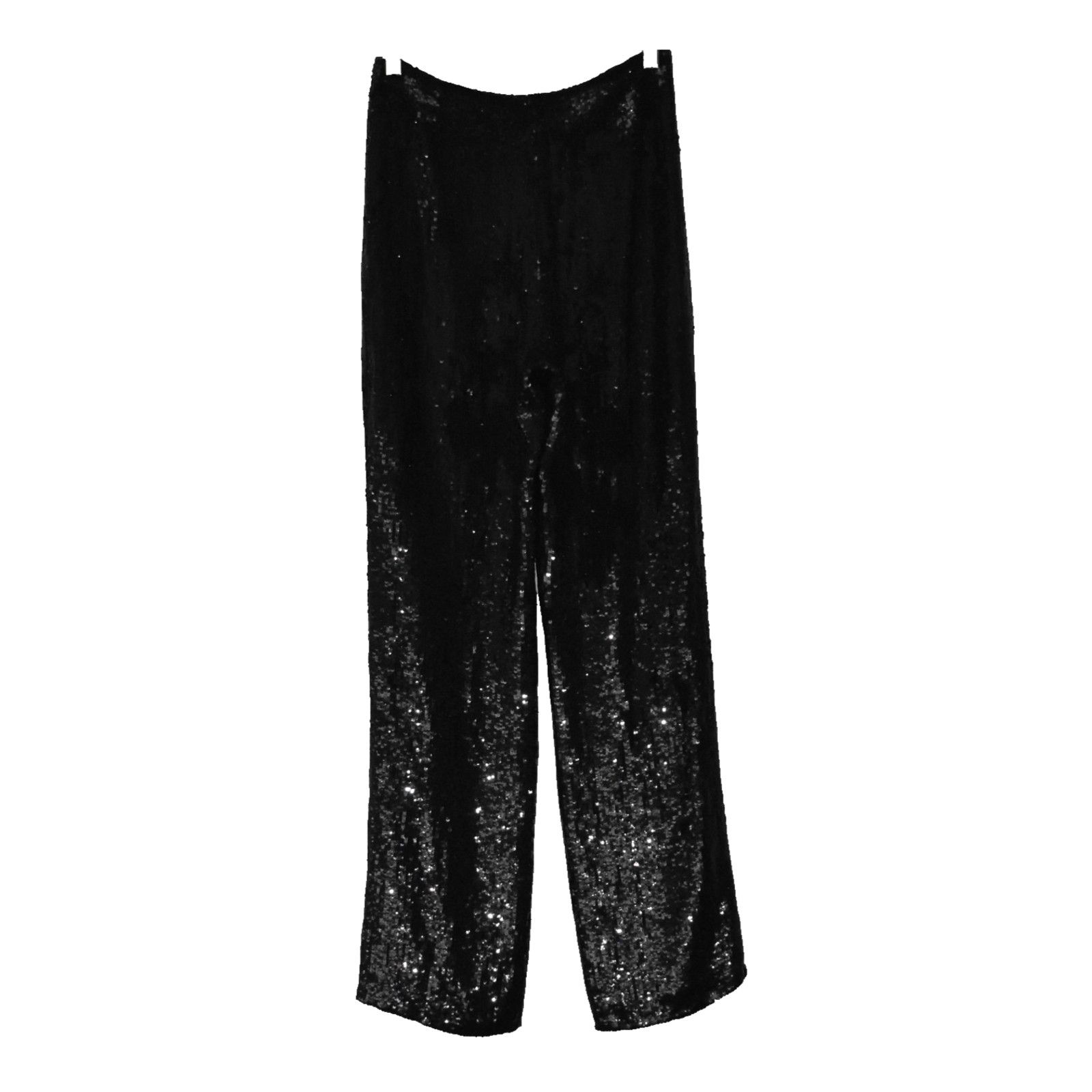 Badgley Mischka C0 BADGLEY MISCHKA Black 100% Silk Sequin Trouser Pants Sz 6 Size 28" / US 6 / IT 42 - 2 Thumbnail