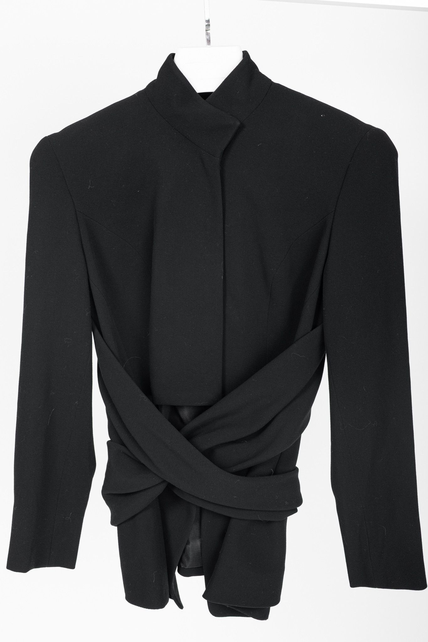 Donna Karan Donna Karan New York Black Wool-Crepe Wrap Blazer Size XS / US 0-2 / IT 36-38 - 3 Thumbnail