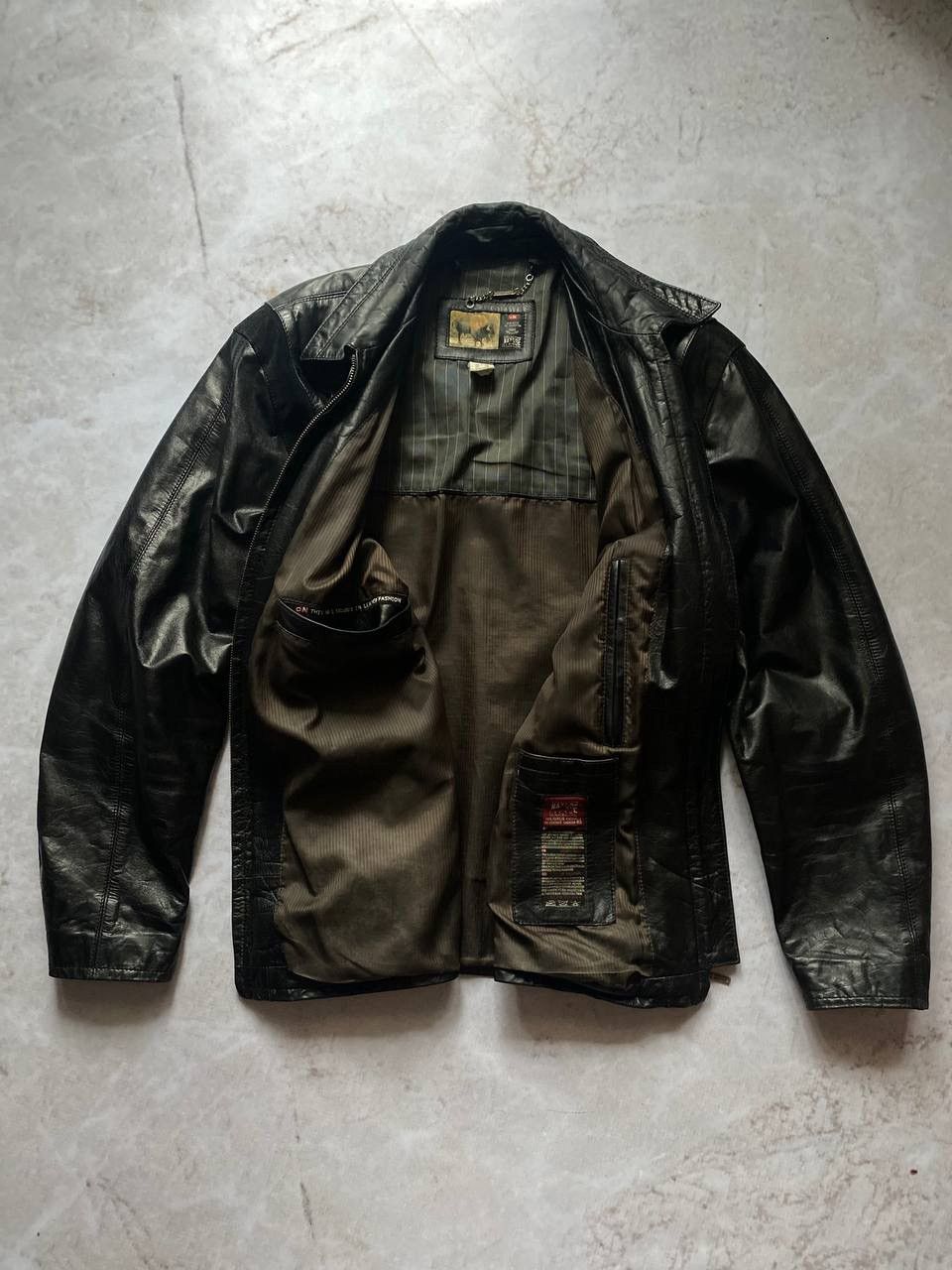 Genuine Leather Vintage Leather Bomber Jacket Moto Y2K Schott Style Size US L / EU 52-54 / 3 - 7 Thumbnail