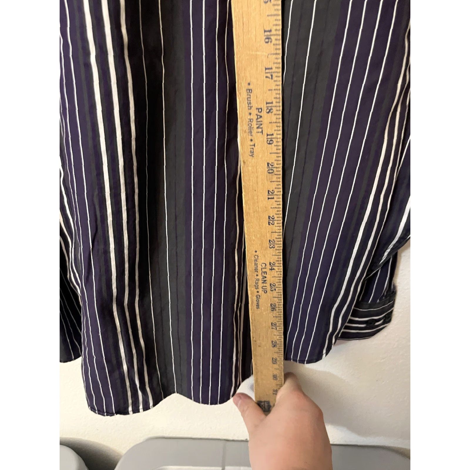 BUGATCHI Bugatchi Uomo Button Front Shirt Mens L Black Striped Knit Cotton Button-Up Shirt Regular Fit Collar-Down Button Long Sleeve Vintage No Size US L / EU 52-54 / 3 - 4 Thumbnail