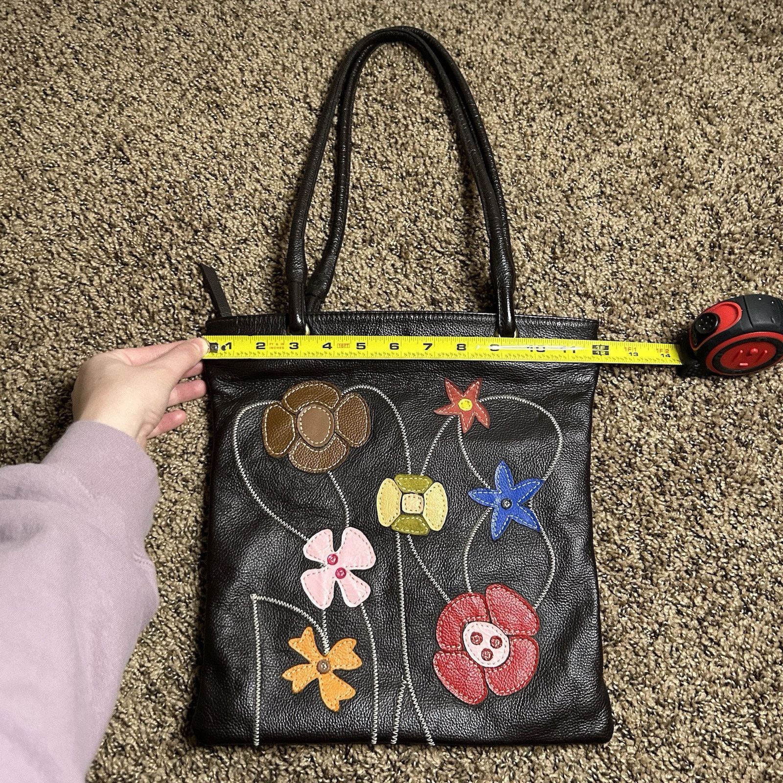 Other Arturo Martinez Handbag Chocolate Leather Floral Purse Size ONE SIZE - 9 Thumbnail