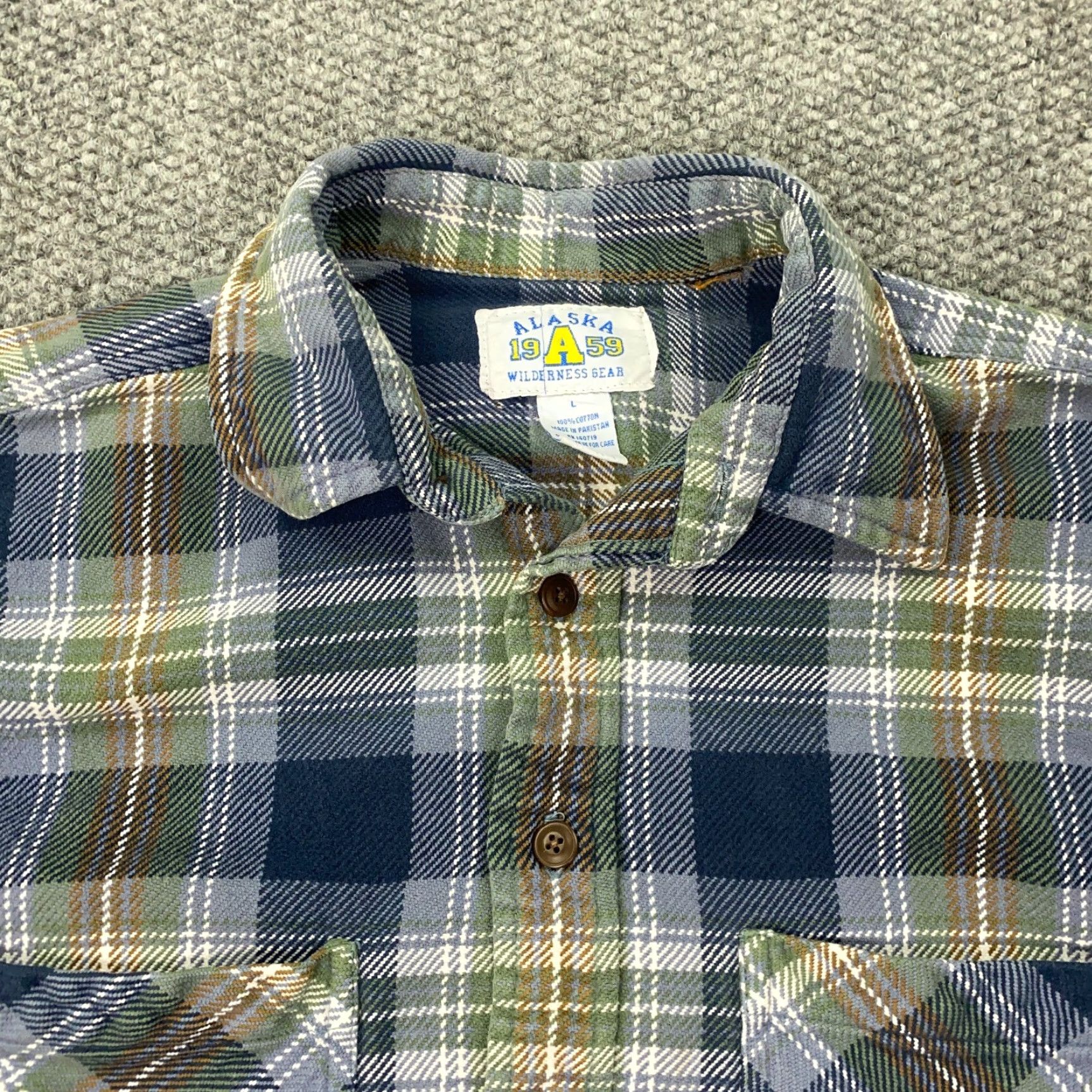 Vintage VTG Alaska Wilderness Gear Flannel Shirt Mens Large Blue Plaid Button Up Size US L / EU 52-54 / 3 - 3 Thumbnail
