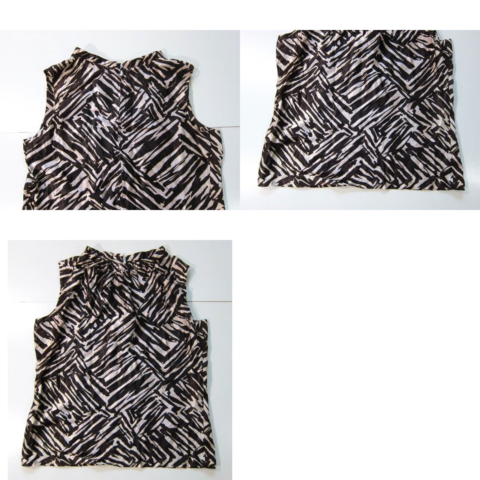 Vintage VINTAGE Riviera Robes Blouse Women L Brown Zebra High Neck Sleeveless 40" waist 21" pit to pit Mens? Size L / US 10 / IT 46 - 8 Thumbnail