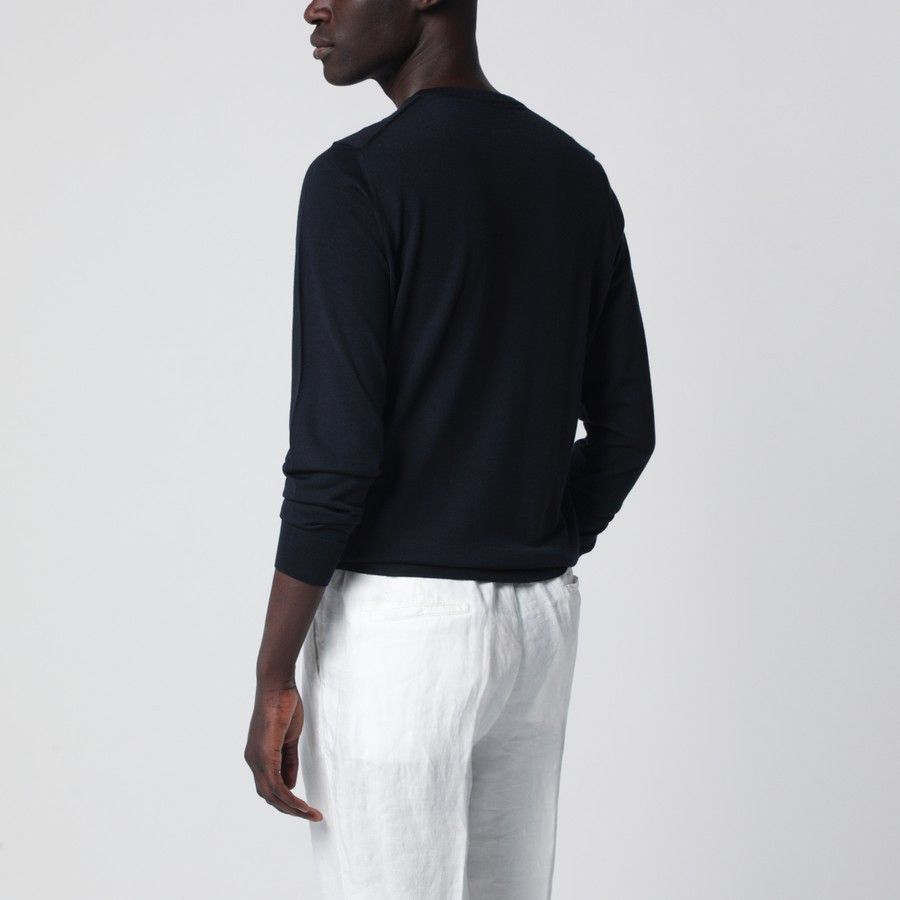 Drumohr o1d2blof0226 Wool Crew Neck Sweater in Navy Blue Size US M / EU 48-50 / 2 - 3 Thumbnail