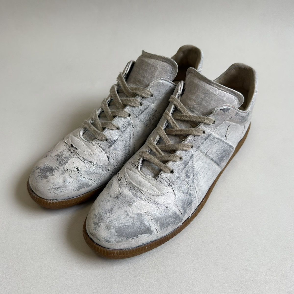 Maison Margiela White/Silver Painted OG GAT Sneakers Size US 13 / EU 46 - 8 Thumbnail