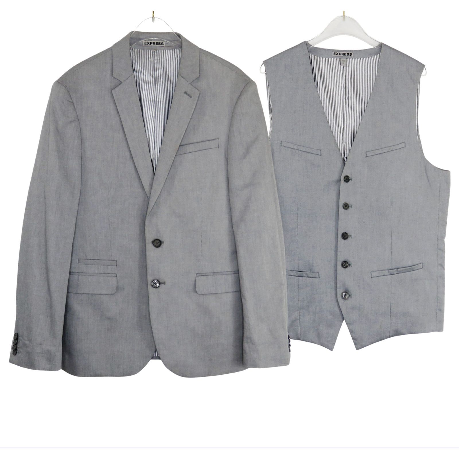 Express Express Photographer Gray Fitted Suit Jacket and Vest Small Size 40R - 1 Thumbnail
