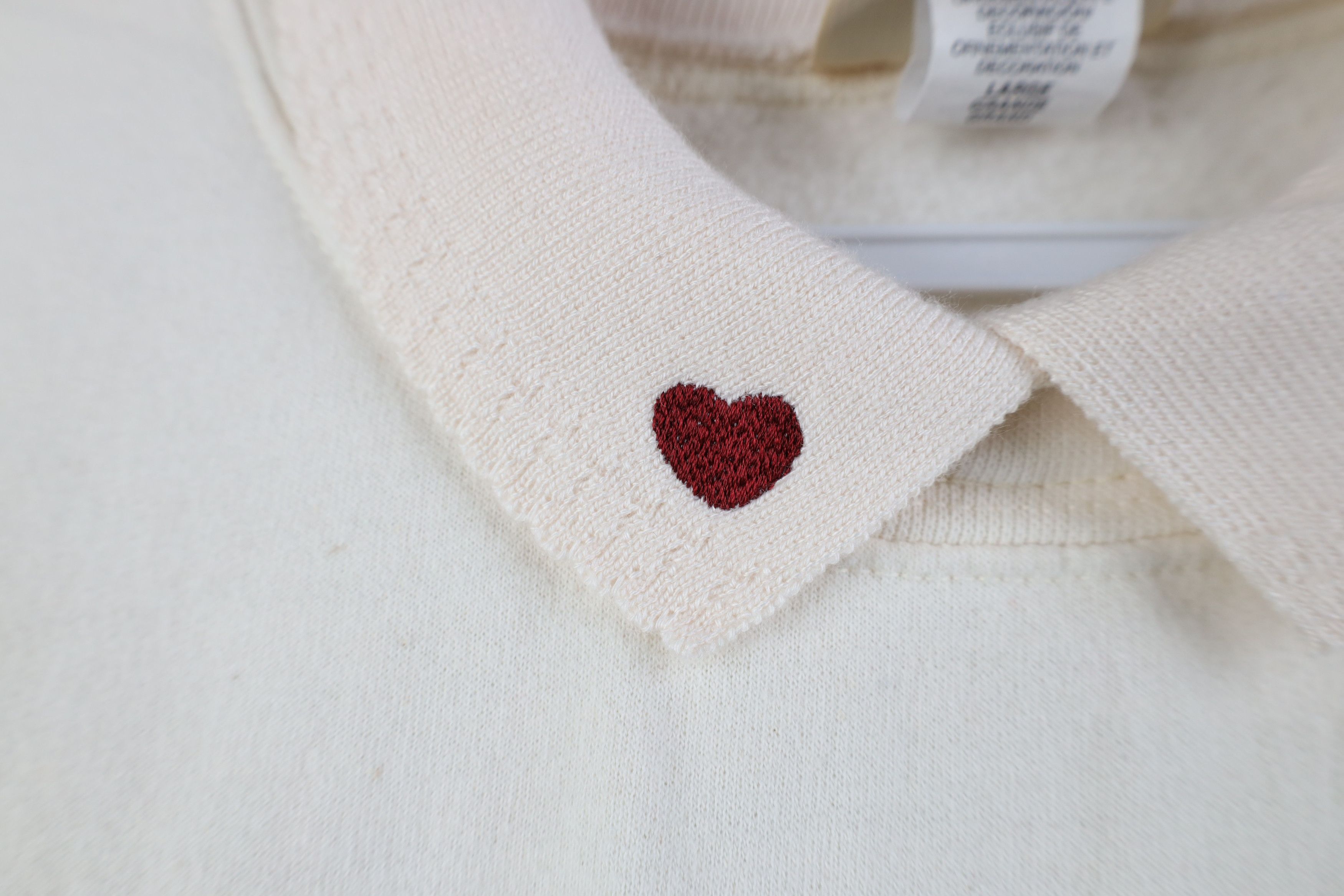 Vintage Vintage 90s Streetwear Cat Kitten Collared Sweatshirt Cream Size L / US 10 / IT 46 - 7 Thumbnail