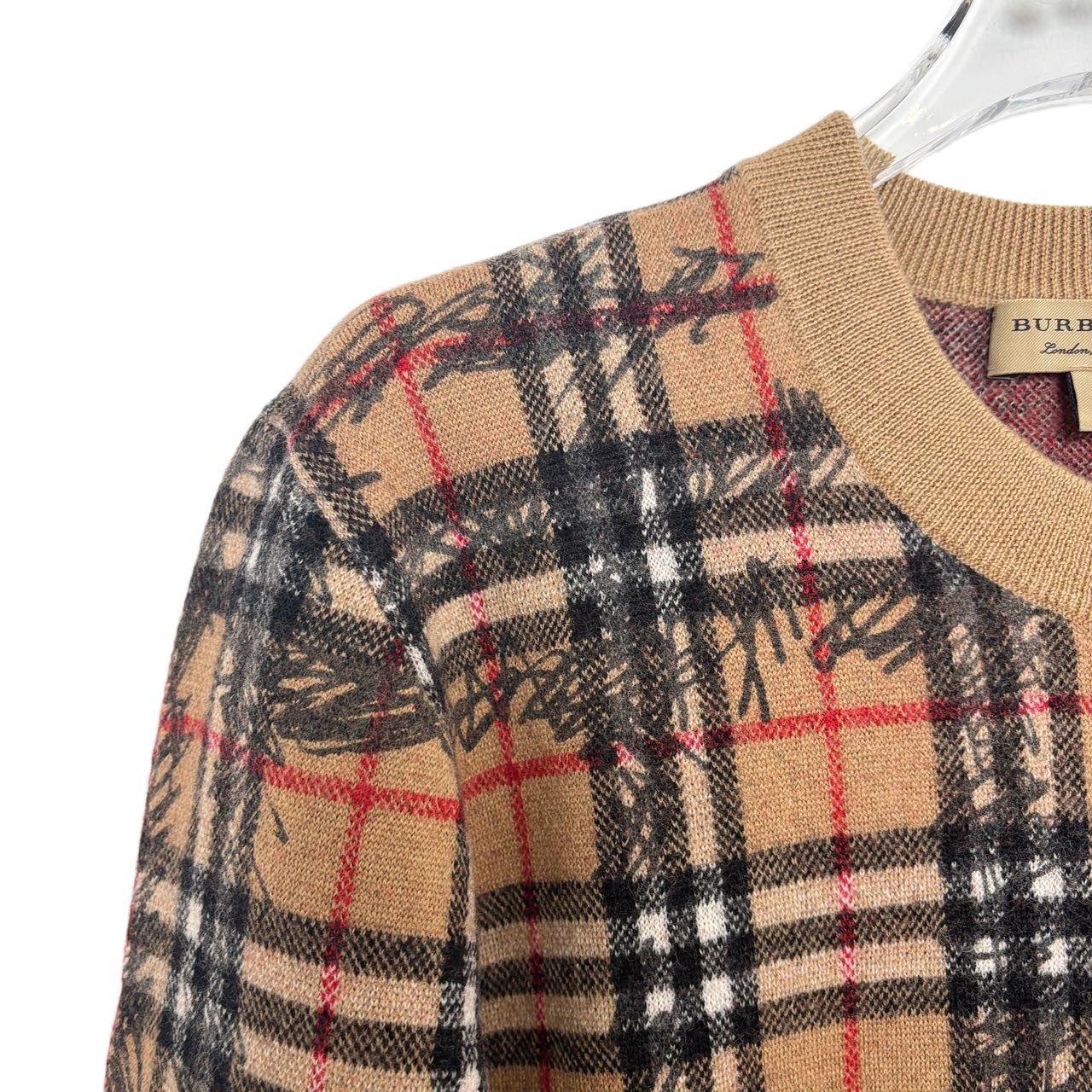Burberry Burberry Check Graffiti Pullover Sweater Women Khaki K26WX Size M / US 6-8 / IT 42-44 - 3 Thumbnail
