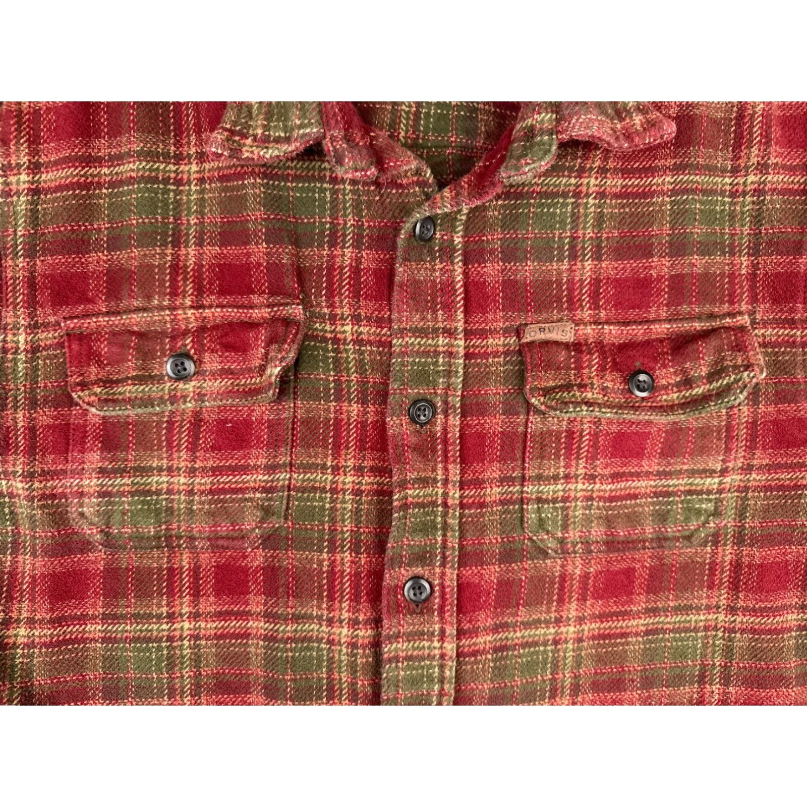 Orvis Orvis Shirt Men XL Plaid Flannel Button-Up Cotton Casual Workwear Red Green Beige Outdoors Mens Size US XL / EU 56 / 4 - 6 Thumbnail